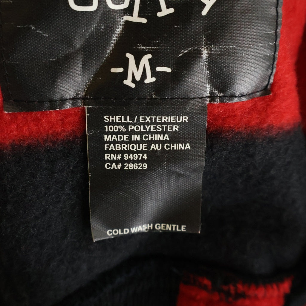 STUSSY(ステューシー) 00S OLD オールド バックロゴプリント ボーダー ジップアップフーデッドフリースパーカー レッド/ブラック