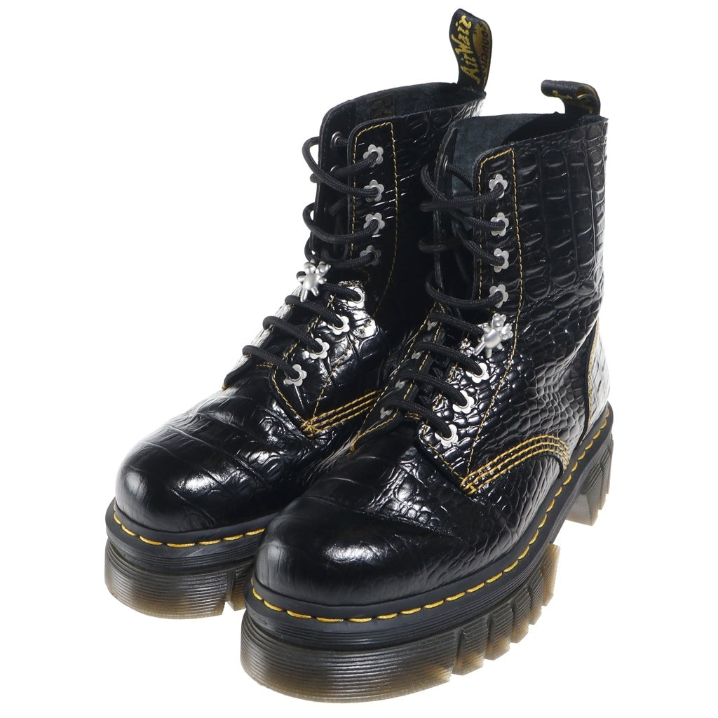 Dr.Martens(ドクターマーチン) ×HEAVEN BY MARC JACOBS AUDRICK 8-EYE HMJ ヘブンバイマークジェイコブス オードリック 8ホール クロコ型押し レザーブーツ レディース ブラック