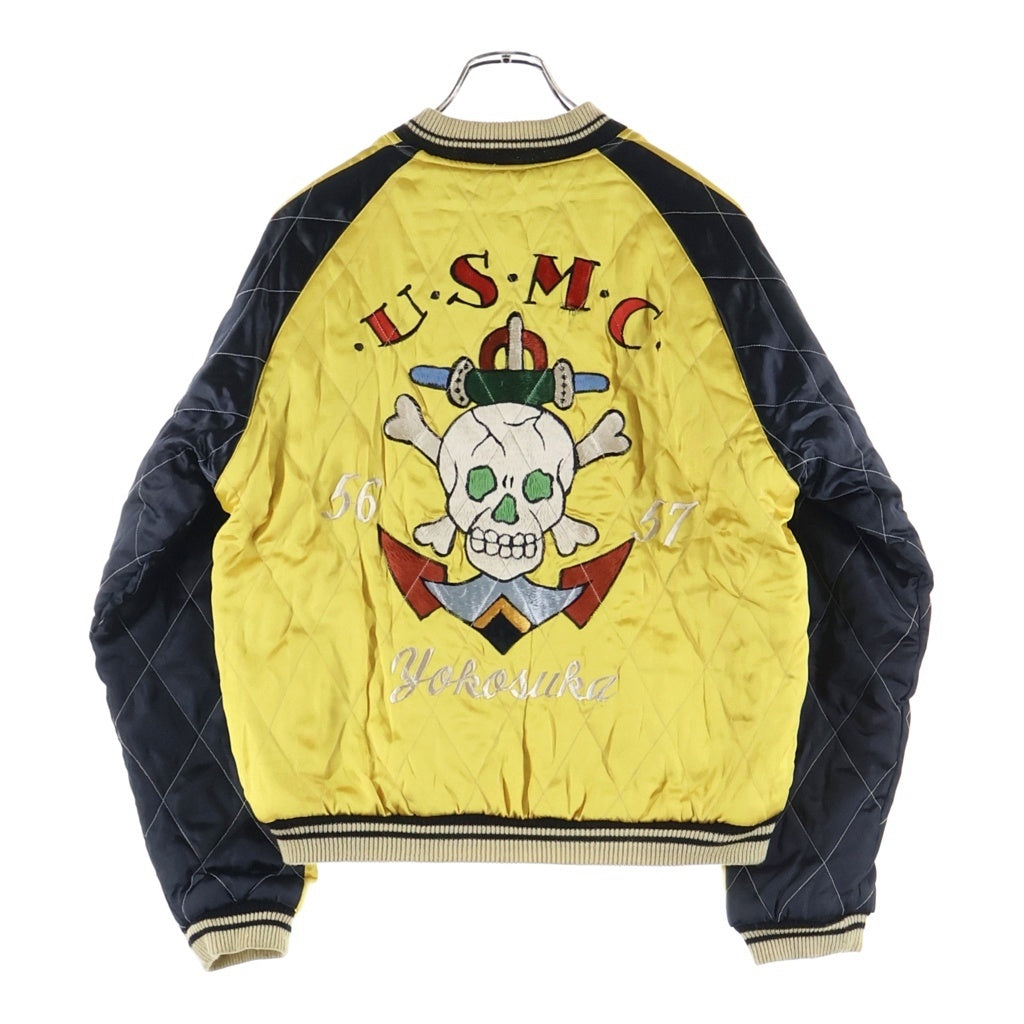 東洋エンタープライズ(トウヨウエンタープライズ) SOUVENIR JACKET スーベニア 別珍 龍 USMC髑髏 リバーシブルスカジャン イエロー/ブラック TT11147
