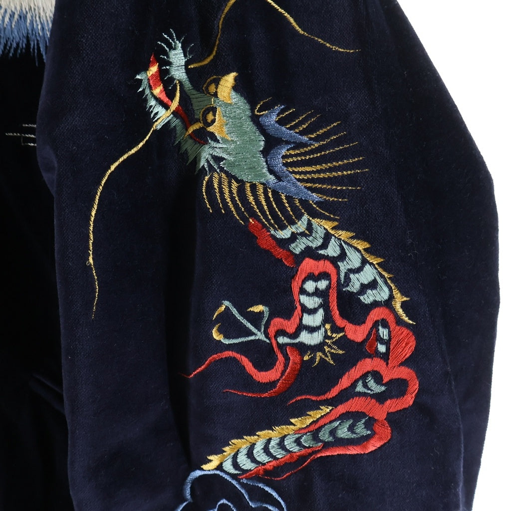 東洋エンタープライズ(トウヨウエンタープライズ) SOUVENIR JACKET スーベニア 別珍 龍 USMC髑髏 リバーシブルスカジャン イエロー/ブラック TT11147