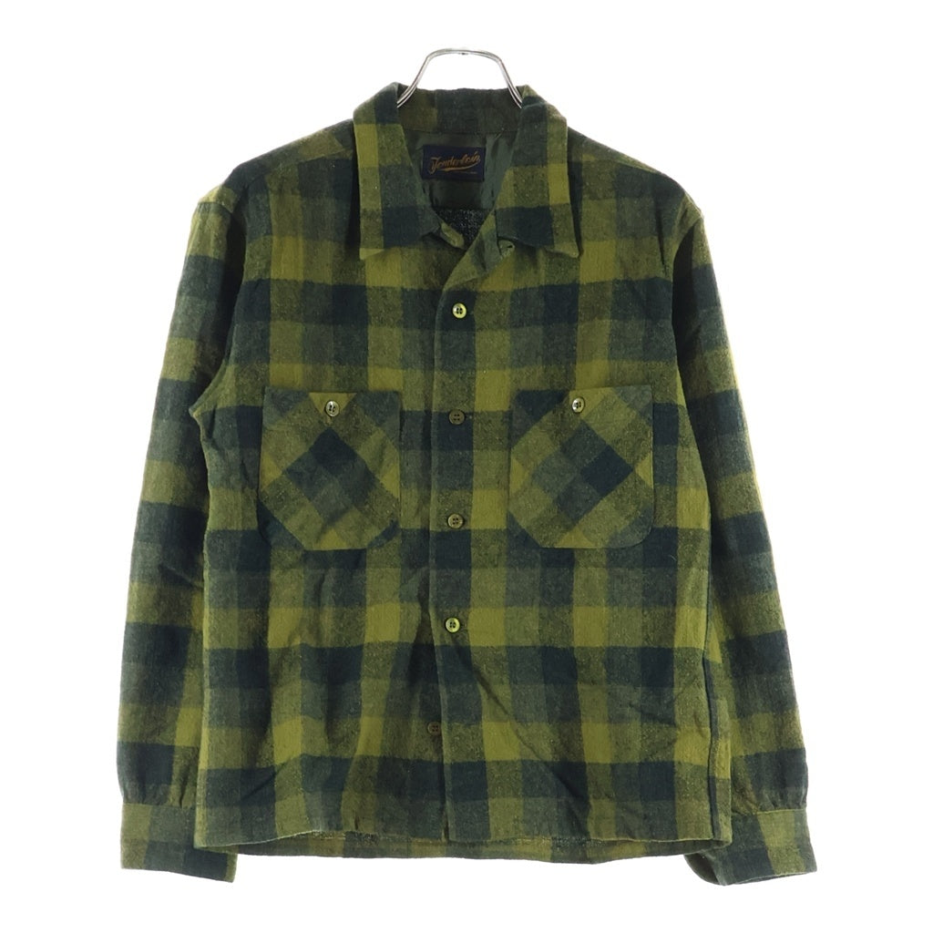 TENDERLOIN(テンダーロイン) T-WOOL SHT ティーウール オープンカラー 長袖チェックシャツ グリーン