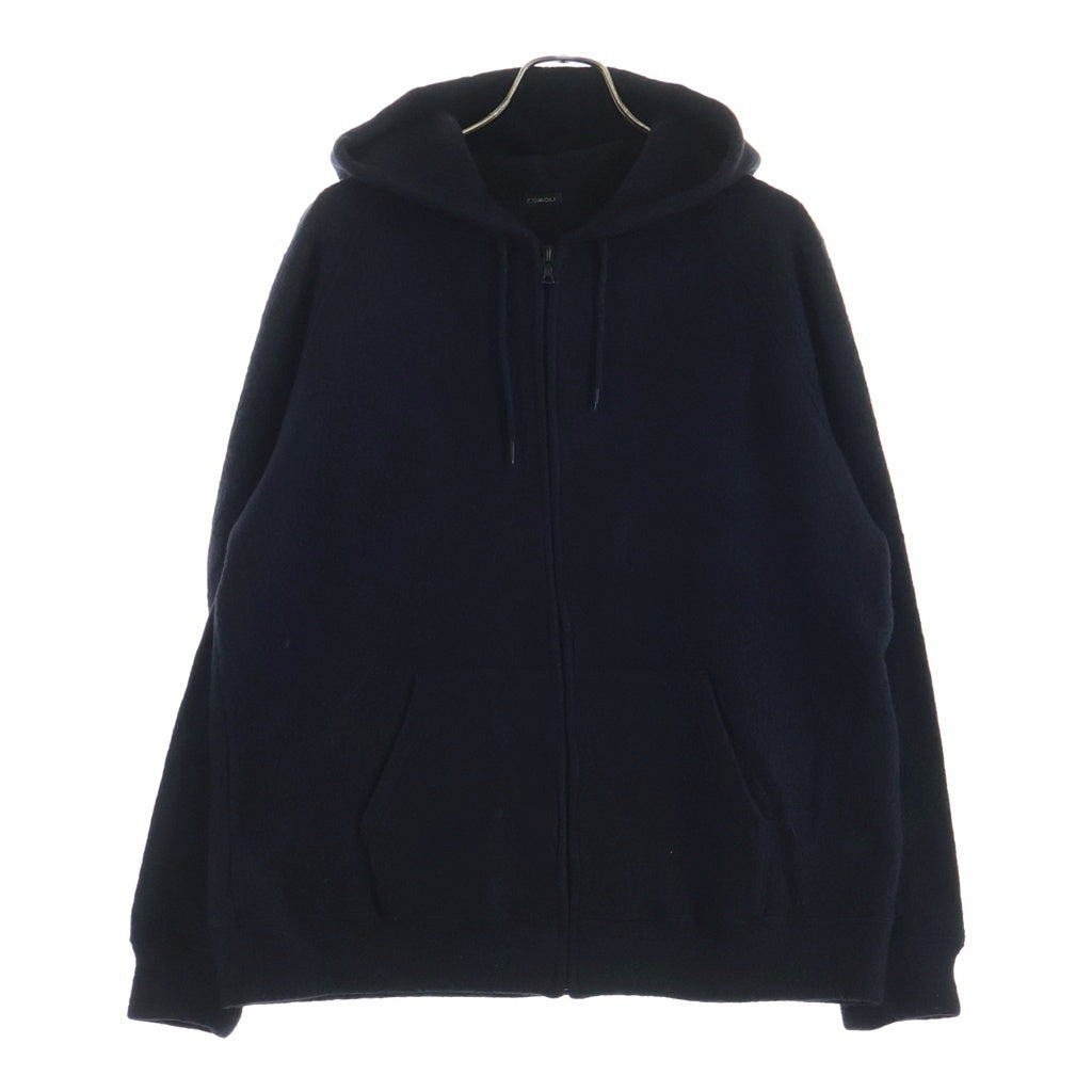 COMOLI(コモリ) 21AW ウール ジップアップパーカー フーディー ブラック L03-05004