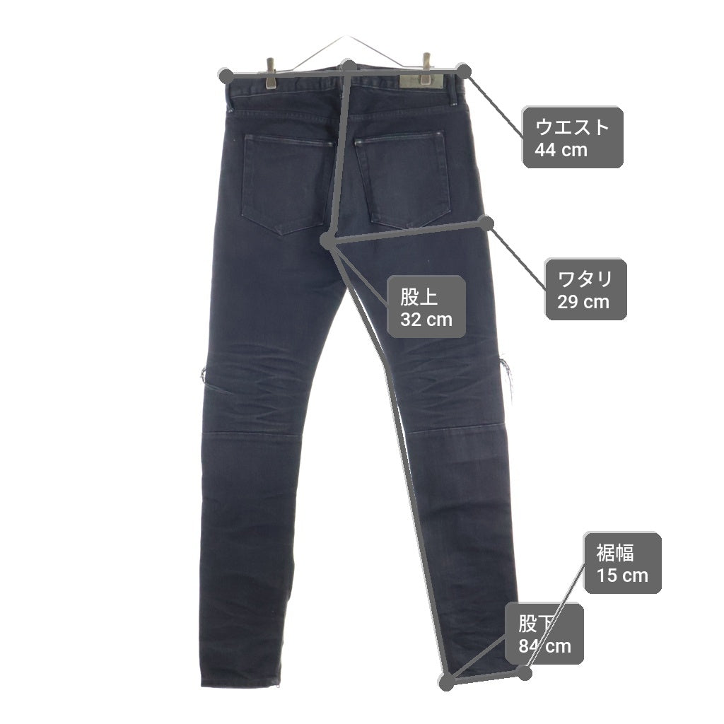 FEAR OF GOD(フィアオブゴッド) 16AW 4th Collection Selvedge Denim 裾ジップ クラッシュ加工 スキニーデニムパンツ ブラック
