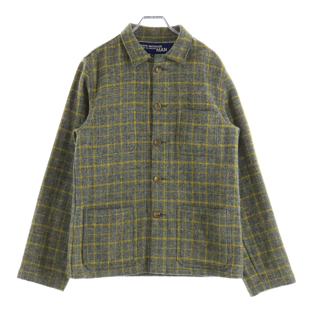 JUNYA WATANABE COMME des GARCONS(ジュンヤワタナベ コムデギャルソン) 02AW AD2002 Harris Tweed ハリスツイード チェック ウールジャケット グレー/イエロー WG-J021