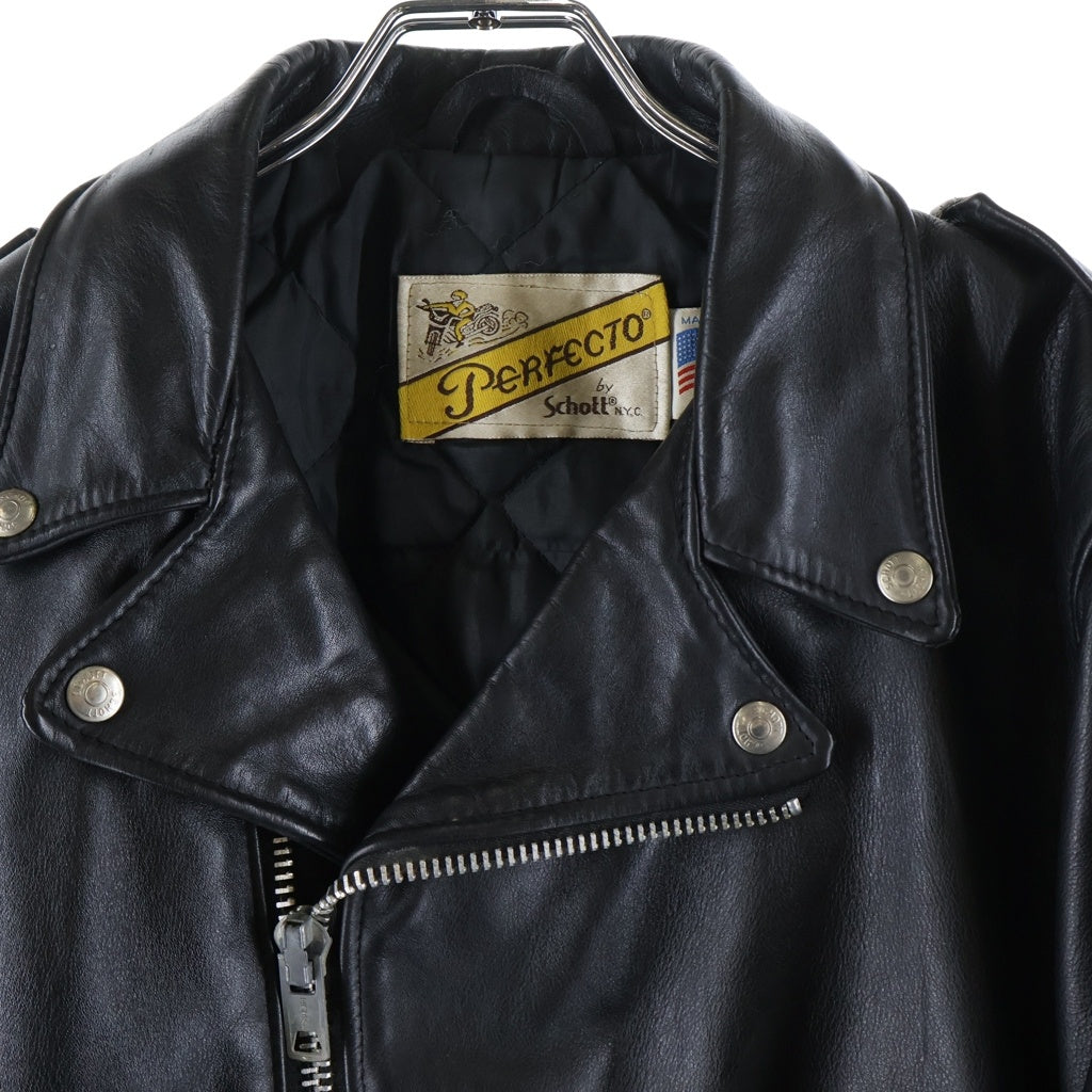 SCHOTT(ショット) 80-90S VINTAGE 608W ヴィンテージ バイカータグ後期 USA製 ダブルライダース レザージャケット ブラック
