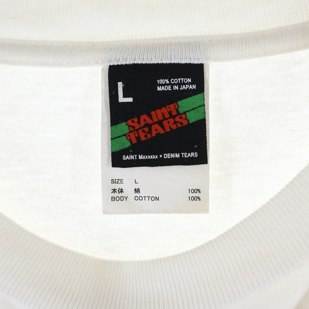 SAINT MICHAEL(セントマイケル) 24SS ×DENIM TEARS SS TEE/LIVES CREW デニムティアーズ ライブスクルー クルーネック 半袖Tシャツ カットソー ホワイト SY-YS8-0000-C01