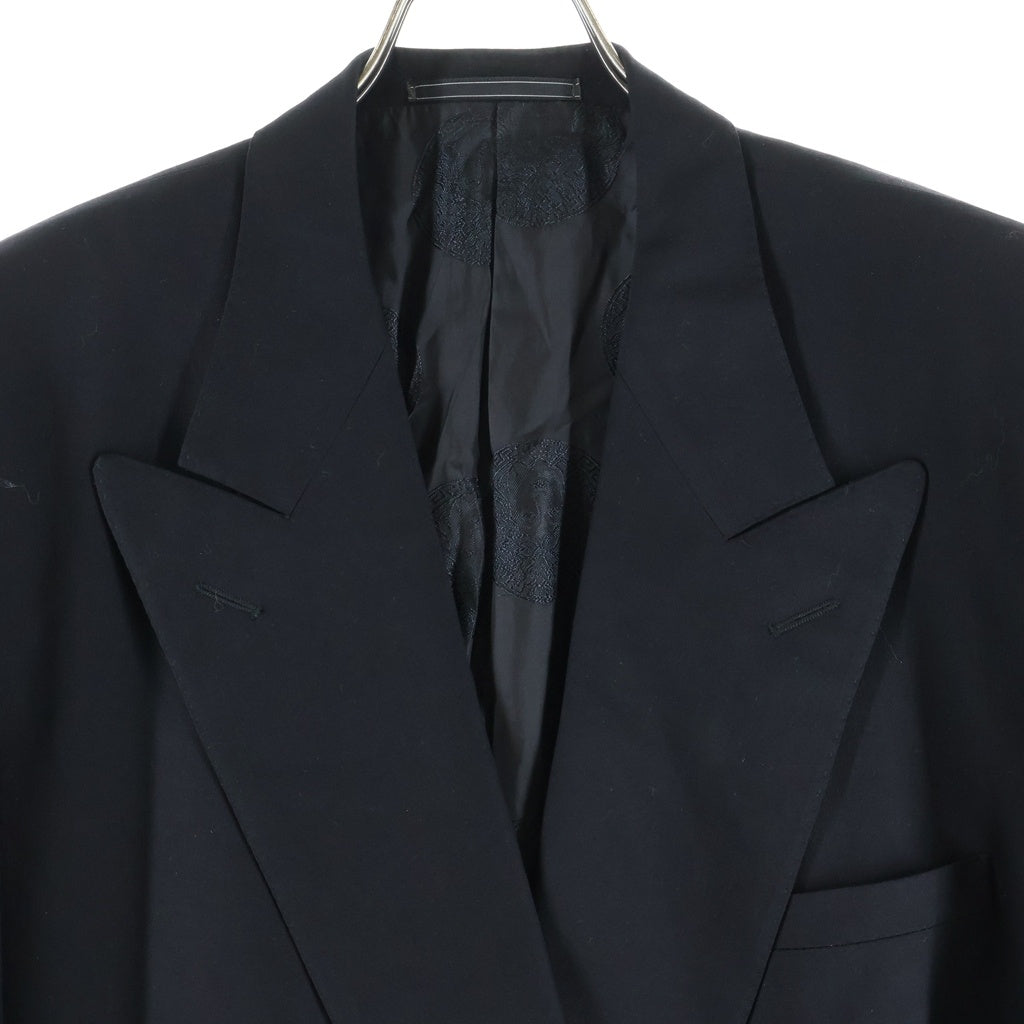 GIANNI VERSACE(ジャンニ ヴェルサーチ) 90S 4B ダブルブレスト グレカボタン 裏地メデューサ 肩バット入り テーラードジャケット ブラック 21W5VC