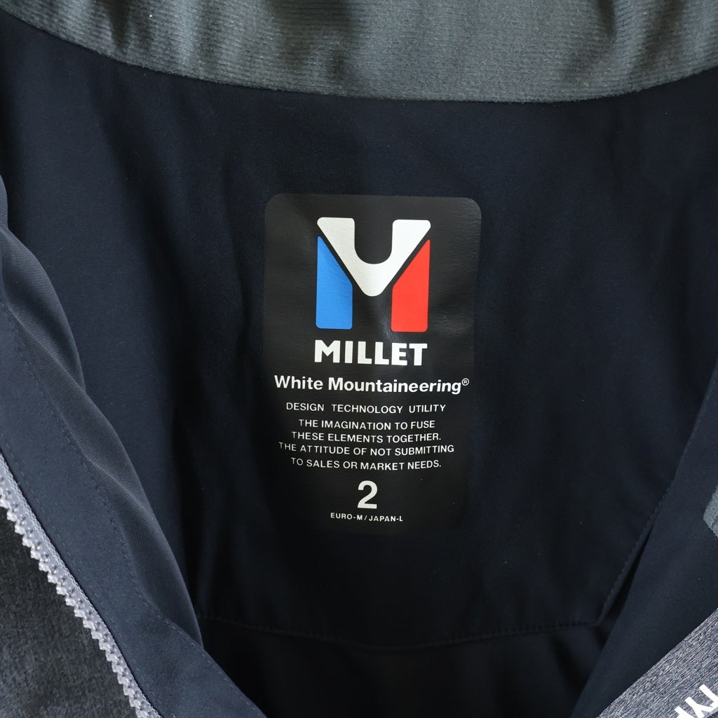 MILLET(ミレー) ×WHITE MOUNTAINEERING ホワイトマウンテリアニング ロゴエンブロイダリー マルチジップアップ ナイロンジャケット ブルゾン グレー MIV01743 WM1973231