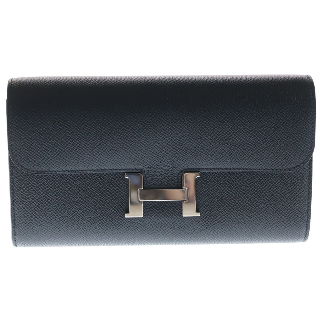 HERMES(エルメス) コンスタンスロング トゥーゴー エプソン シルバー金具 B刻印 2WAY ショルダーウォレット ポシェット長財布 ブラック レディース