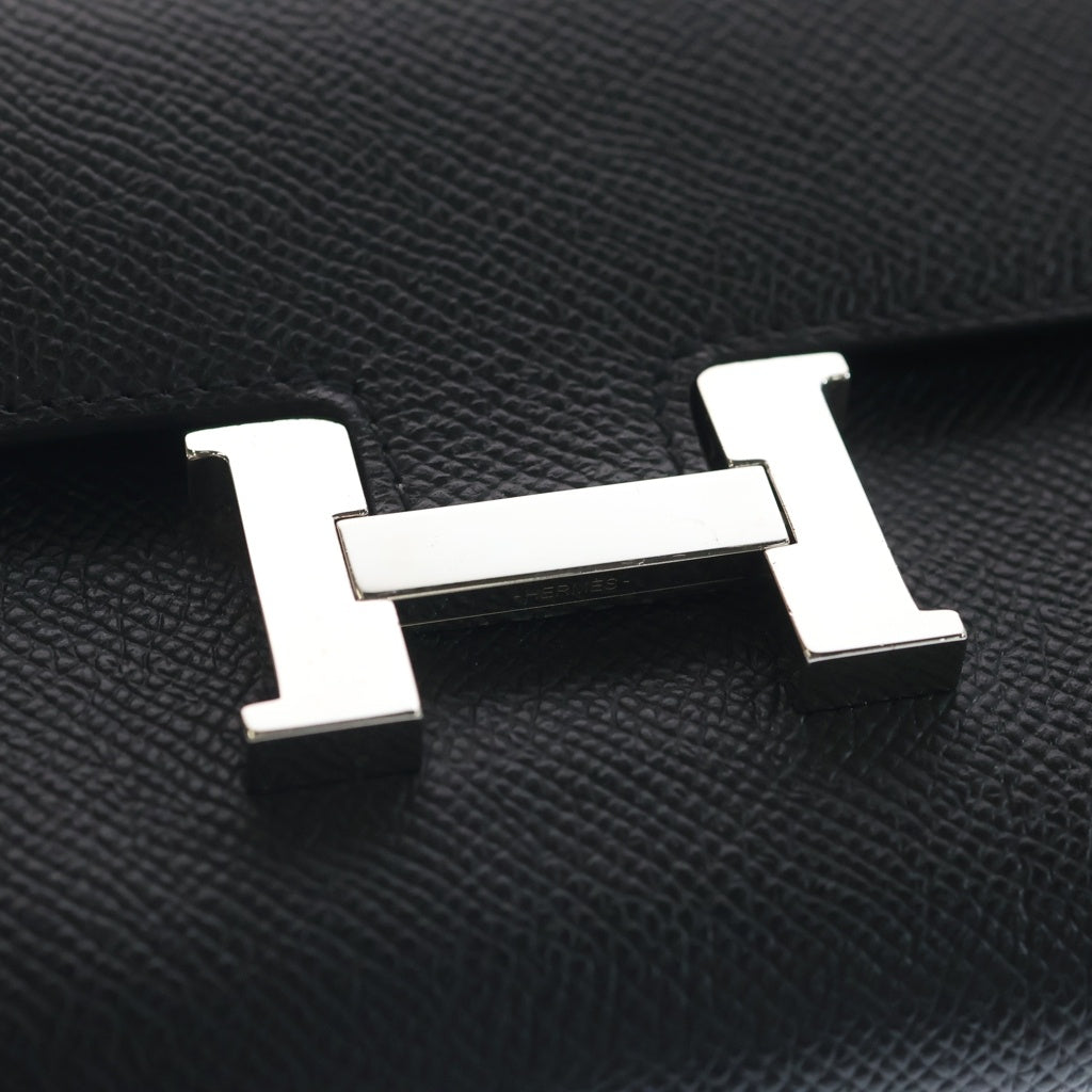 HERMES(エルメス) コンスタンスロング トゥーゴー エプソン シルバー金具 B刻印 2WAY ショルダーウォレット ポシェット長財布 ブラック レディース