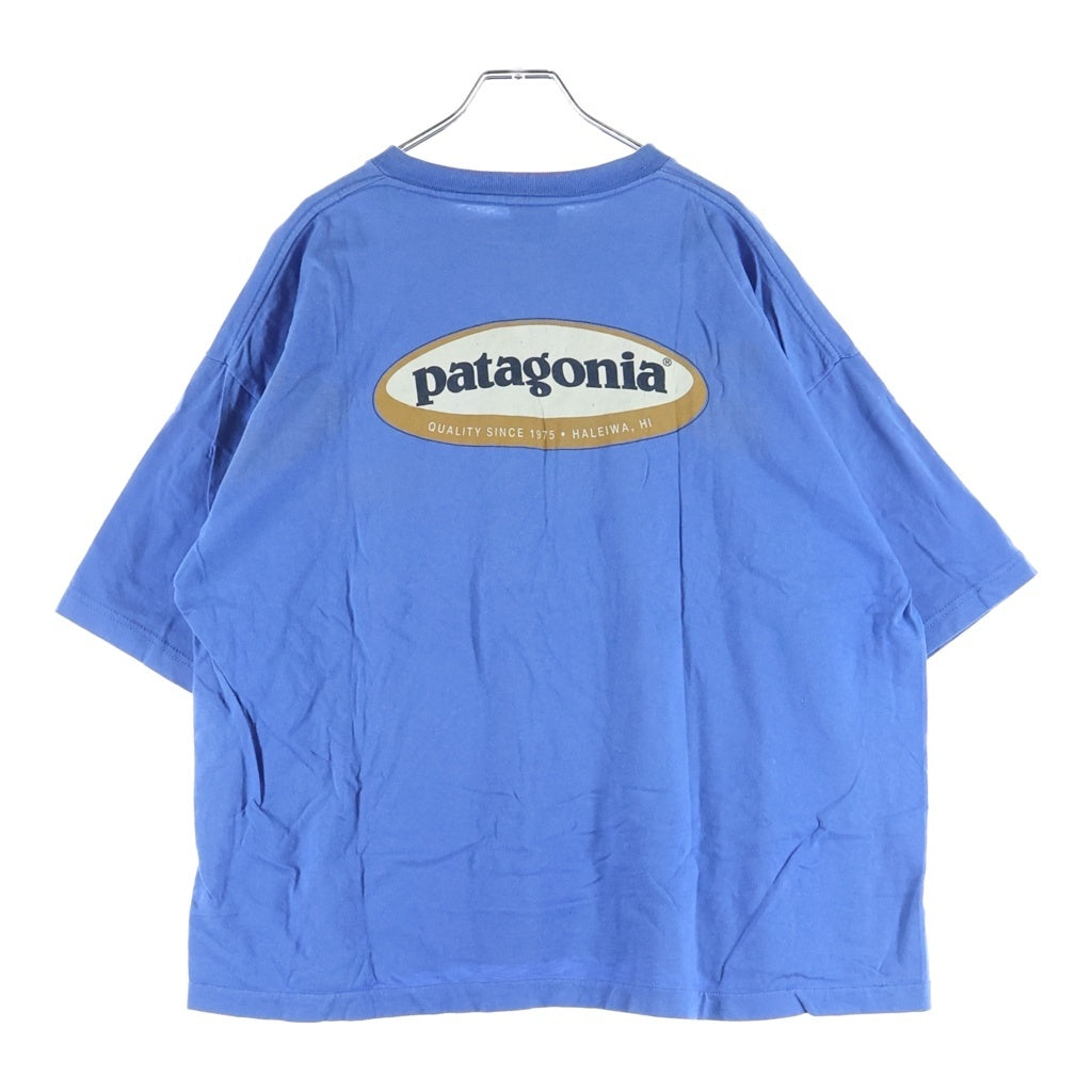 PATAGONIA(パタゴニア) 90S VINTAGE ヴィンテージ USA製 雪無しタグ オーバルロゴプリント クルーネック半袖Tシャツ カットソー ブルー