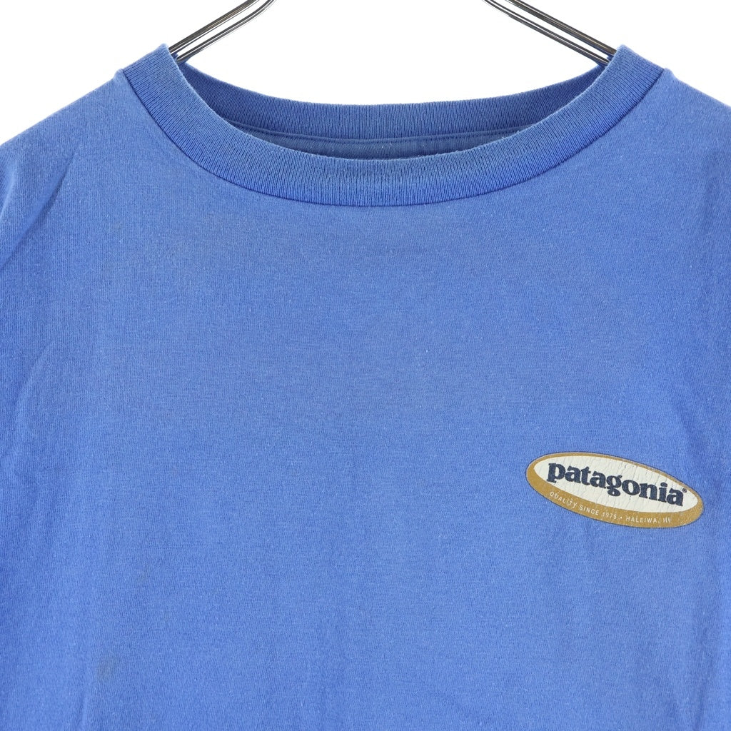 PATAGONIA(パタゴニア) 90S VINTAGE ヴィンテージ USA製 雪無しタグ オーバルロゴプリント クルーネック半袖Tシャツ カットソー ブルー