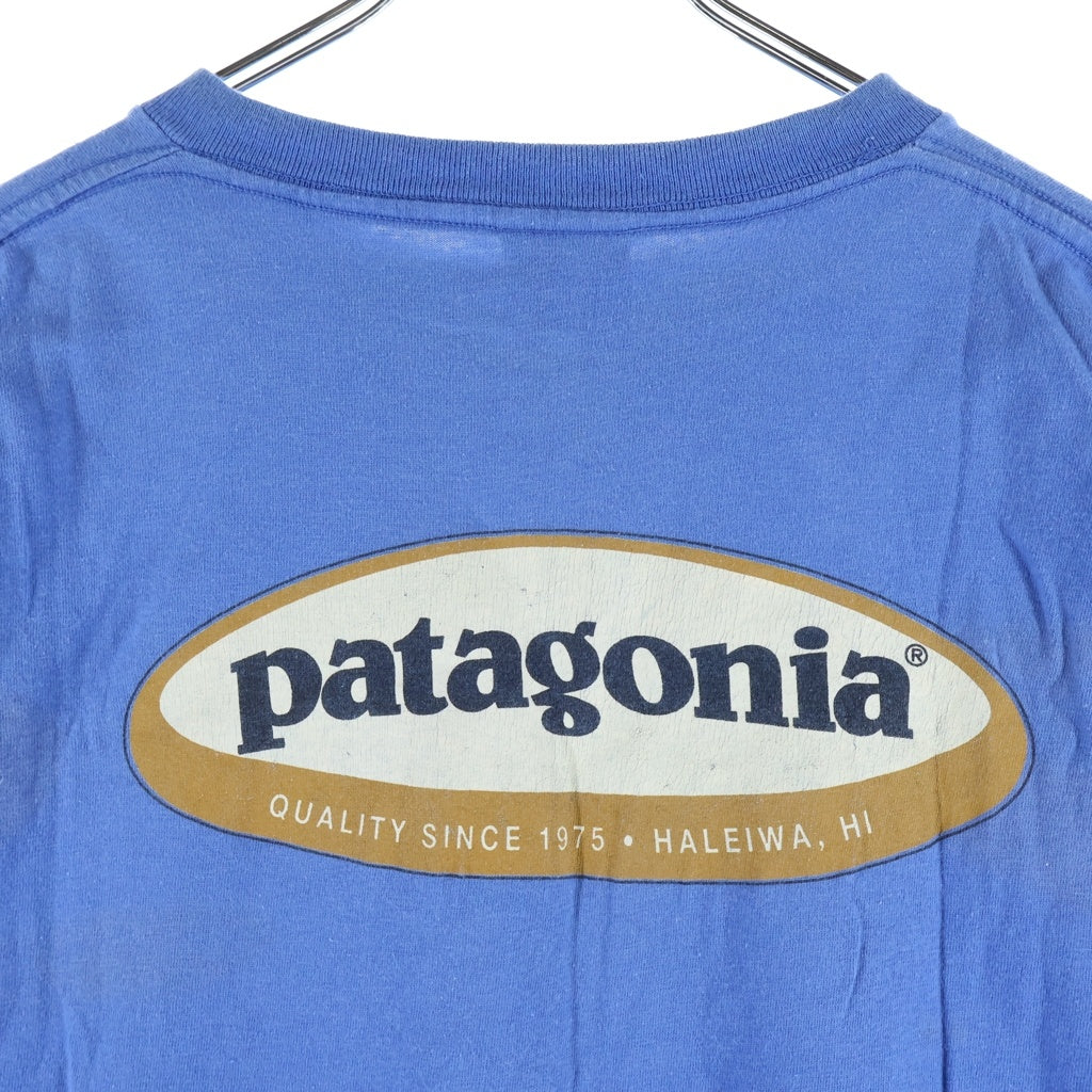 PATAGONIA(パタゴニア) 90S VINTAGE ヴィンテージ USA製 雪無しタグ オーバルロゴプリント クルーネック半袖Tシャツ カットソー ブルー