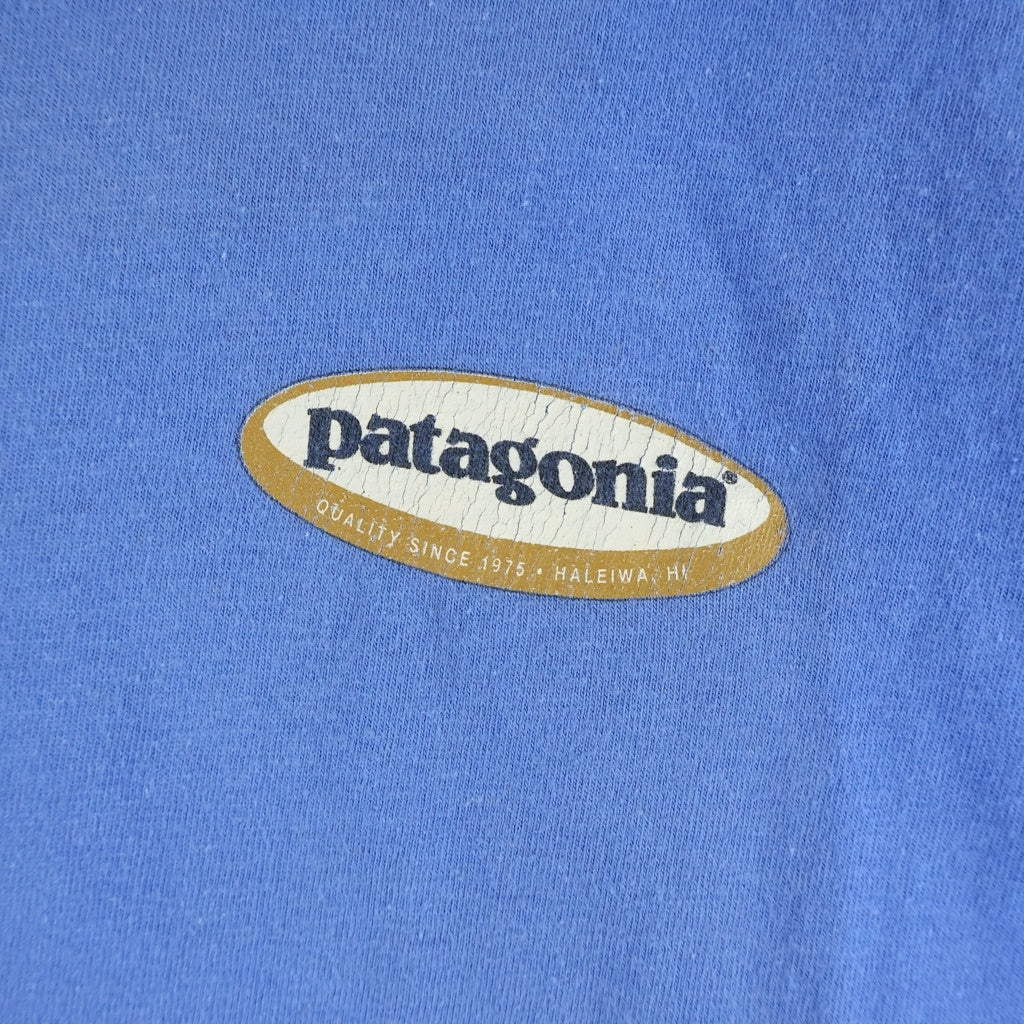 PATAGONIA(パタゴニア) 90S VINTAGE ヴィンテージ USA製 雪無しタグ オーバルロゴプリント クルーネック半袖Tシャツ カットソー ブルー