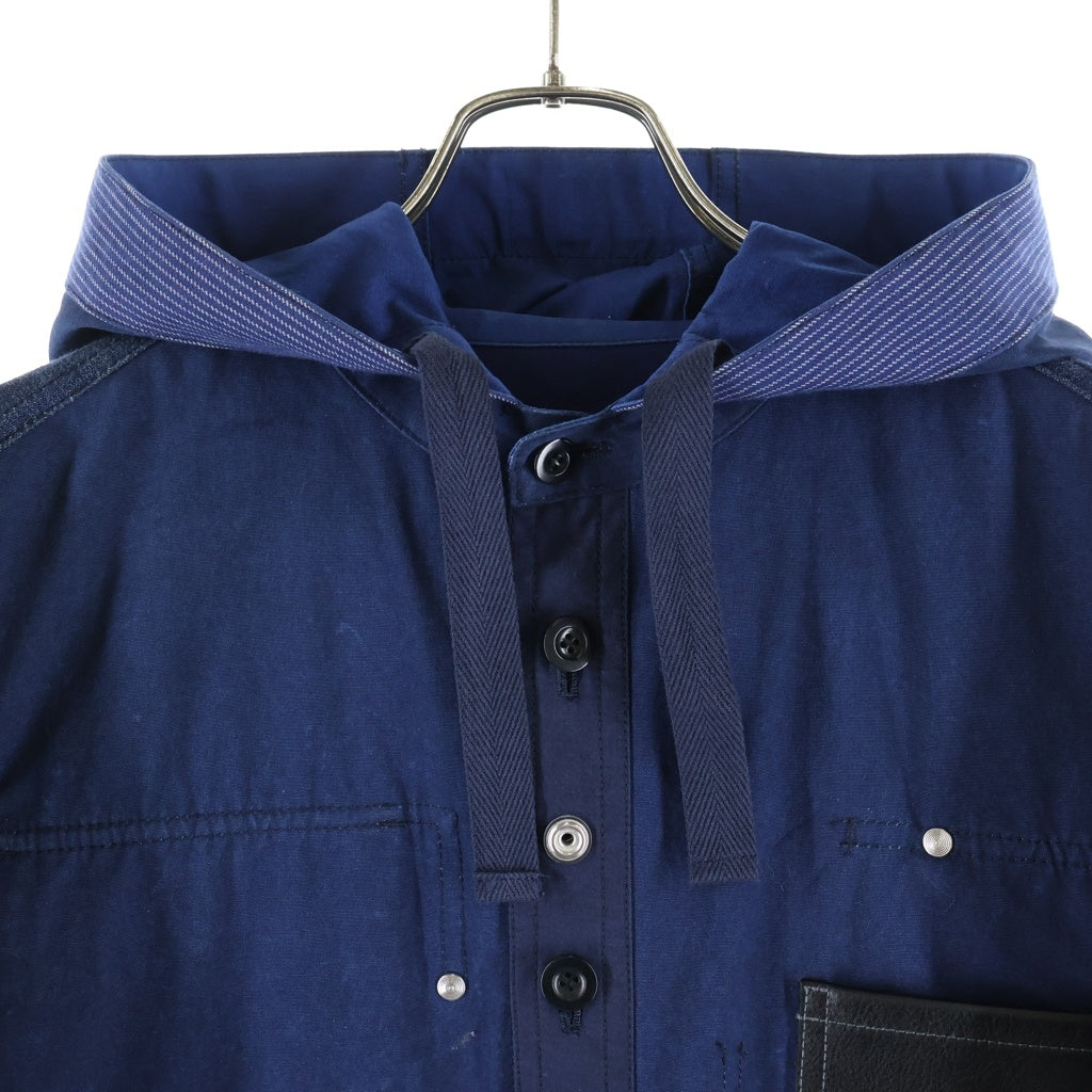 JUNYA WATANABE COMME des GARCONS(ジュンヤワタナベ コムデギャルソン) 15SS AD2014 ドッキング加工 リバーシブル フーデッドジャケット ブルー WO-B004