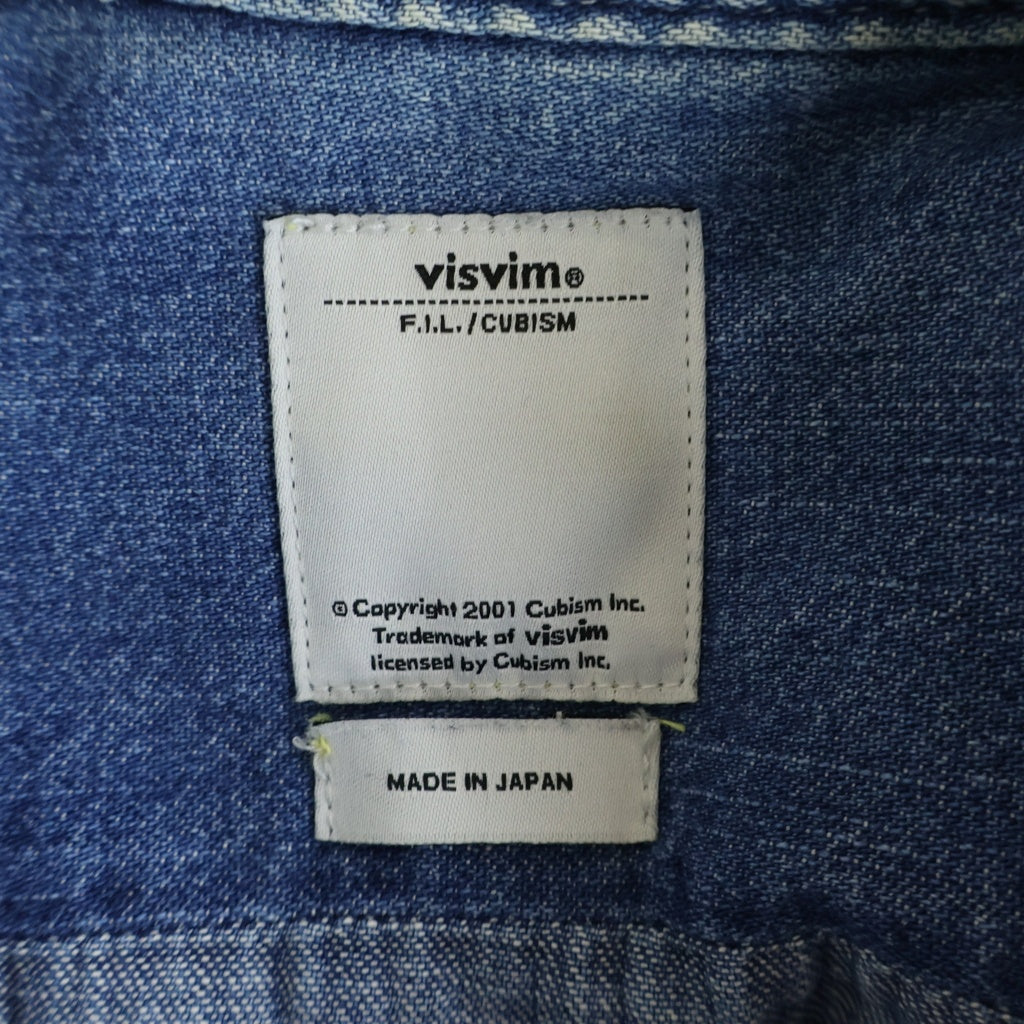 VISVIM(ヴィスヴィム) ヨーク切替デザイン 長袖デニムウェスタンシャツ インディゴ/イエロー/ブラウン