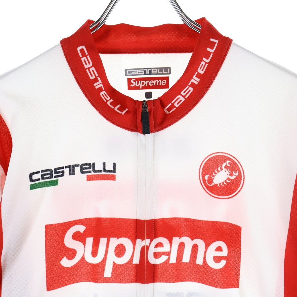 SUPREME(シュプリーム) 19SS ×CASTELLI Cycling Jersey ロゴプリント サイクリング 半袖ジャージ ホワイト/レッド