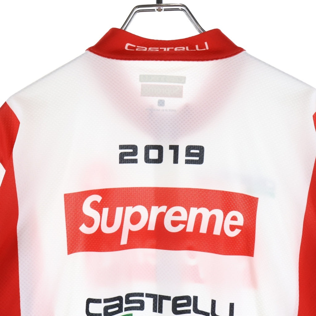 SUPREME(シュプリーム) 19SS ×CASTELLI Cycling Jersey ロゴプリント サイクリング 半袖ジャージ ホワイト/レッド
