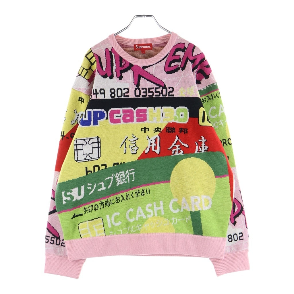 SUPREME(シュプリーム) 22SS Credit Cards Sweater クレジットカードモチーフ プルオーバークルーネックニットセーター マルチカラー