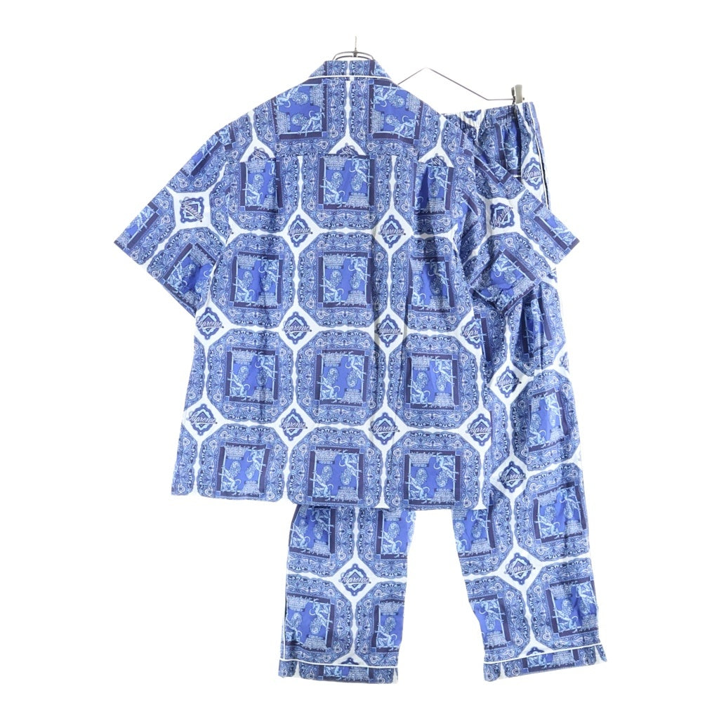 SUPREME(シュプリーム) 22SS Regency Pajama Set リージェンシーパジャマセット 総柄 半袖シャツ パンツ ブルー