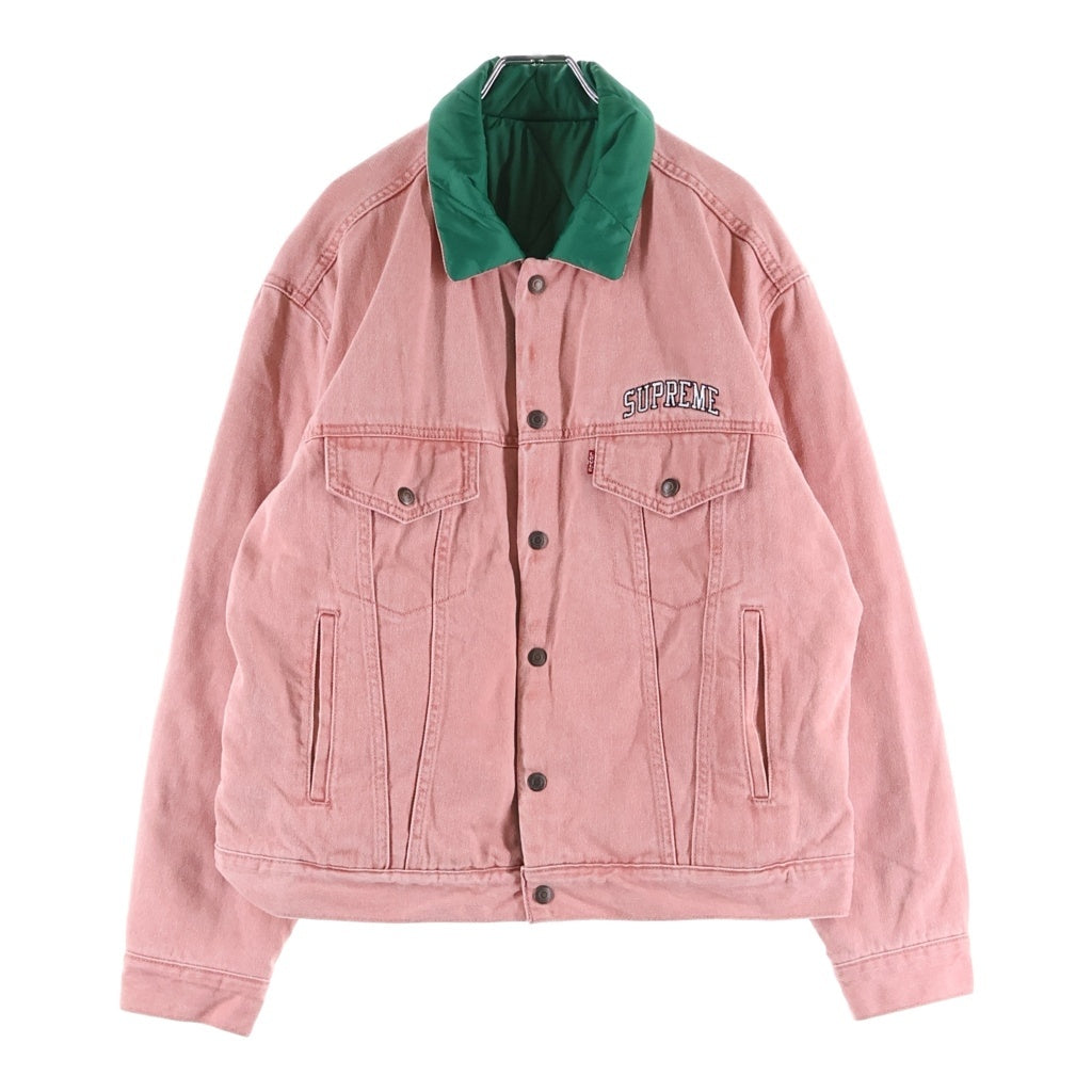 SUPREME(シュプリーム) 18AW ×Levi's Quilted Reversible Trucker Jacket リーバイス キルテッド リバーシブル トラッカーデニムジャケット ピンク/グリーン PC9-59834-0002