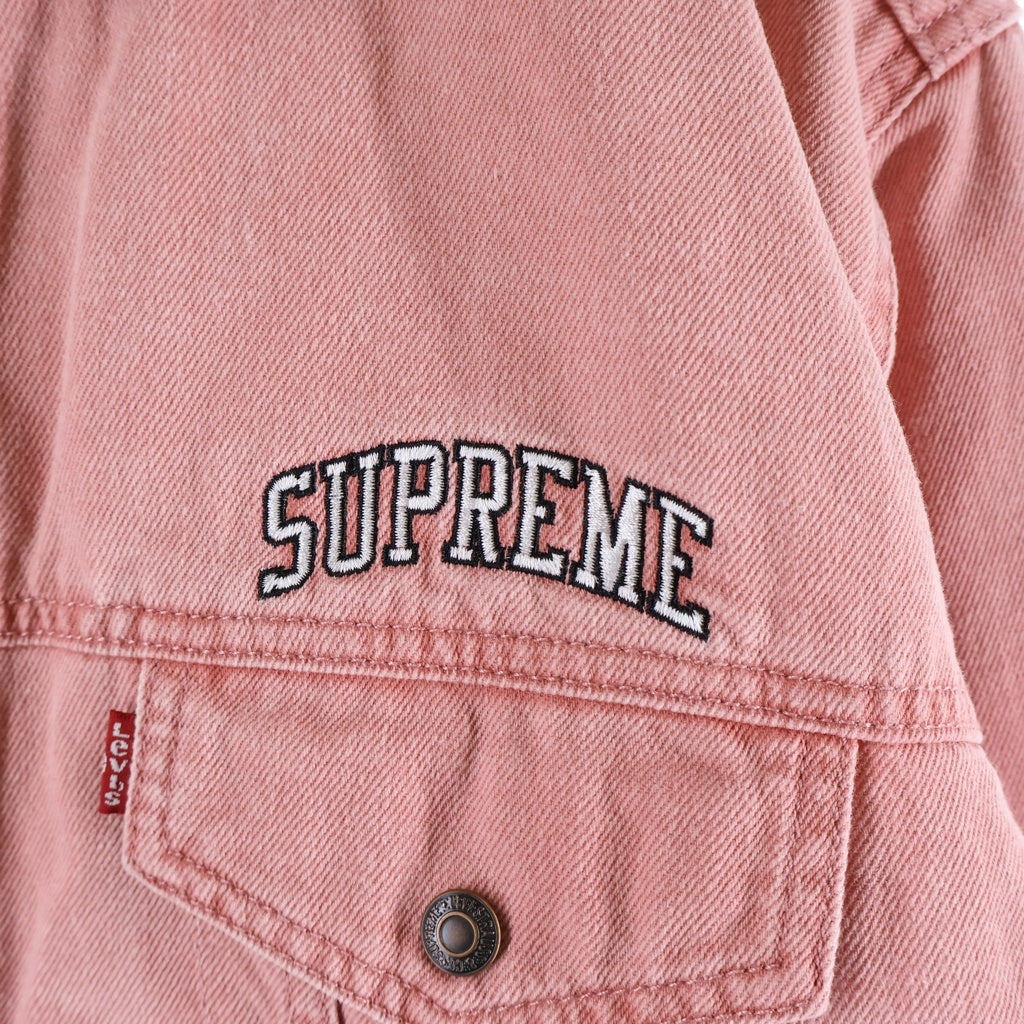 SUPREME(シュプリーム) 18AW ×Levi's Quilted Reversible Trucker Jacket リーバイス キルテッド リバーシブル トラッカーデニムジャケット ピンク/グリーン PC9-59834-0002