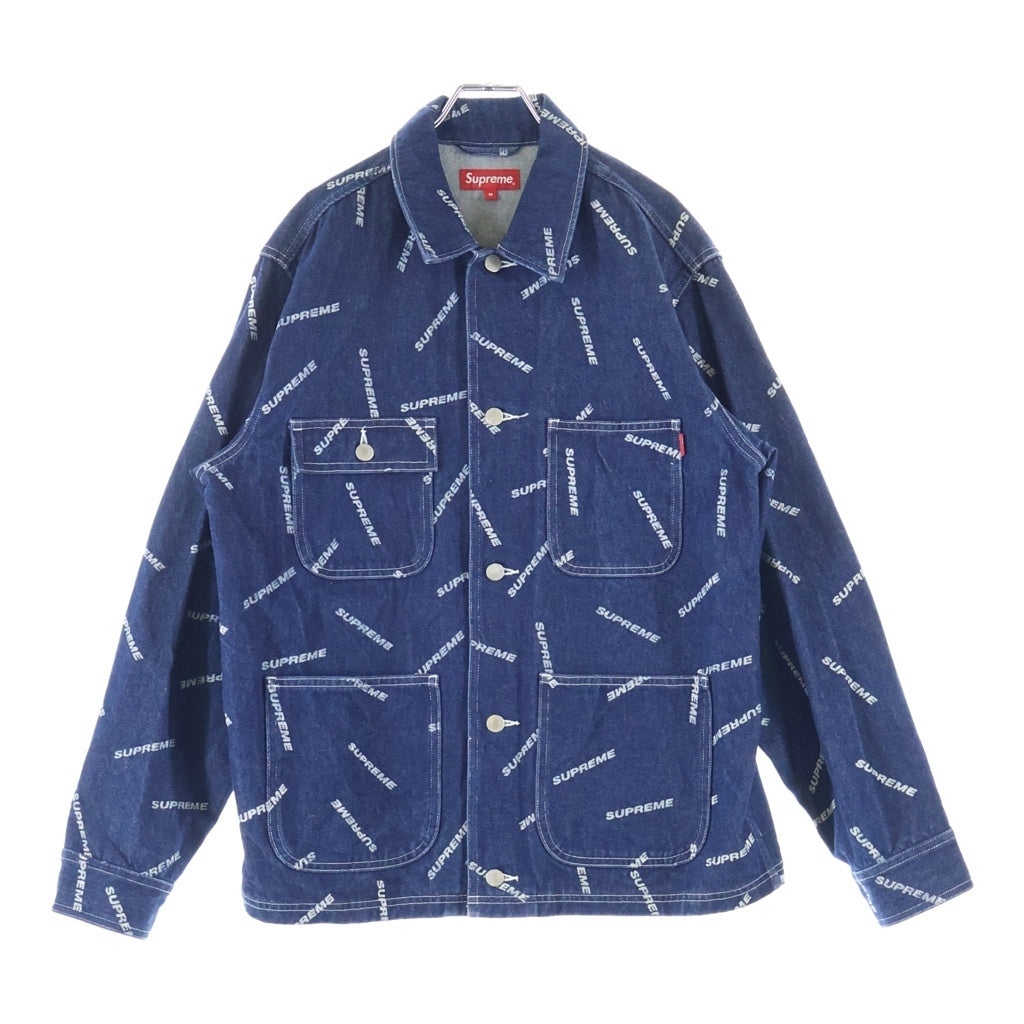SUPREME(シュプリーム) 17SS Denim Logo Chore Coat ロゴプリント デニムロングチョアコート ジャケット インディゴ
