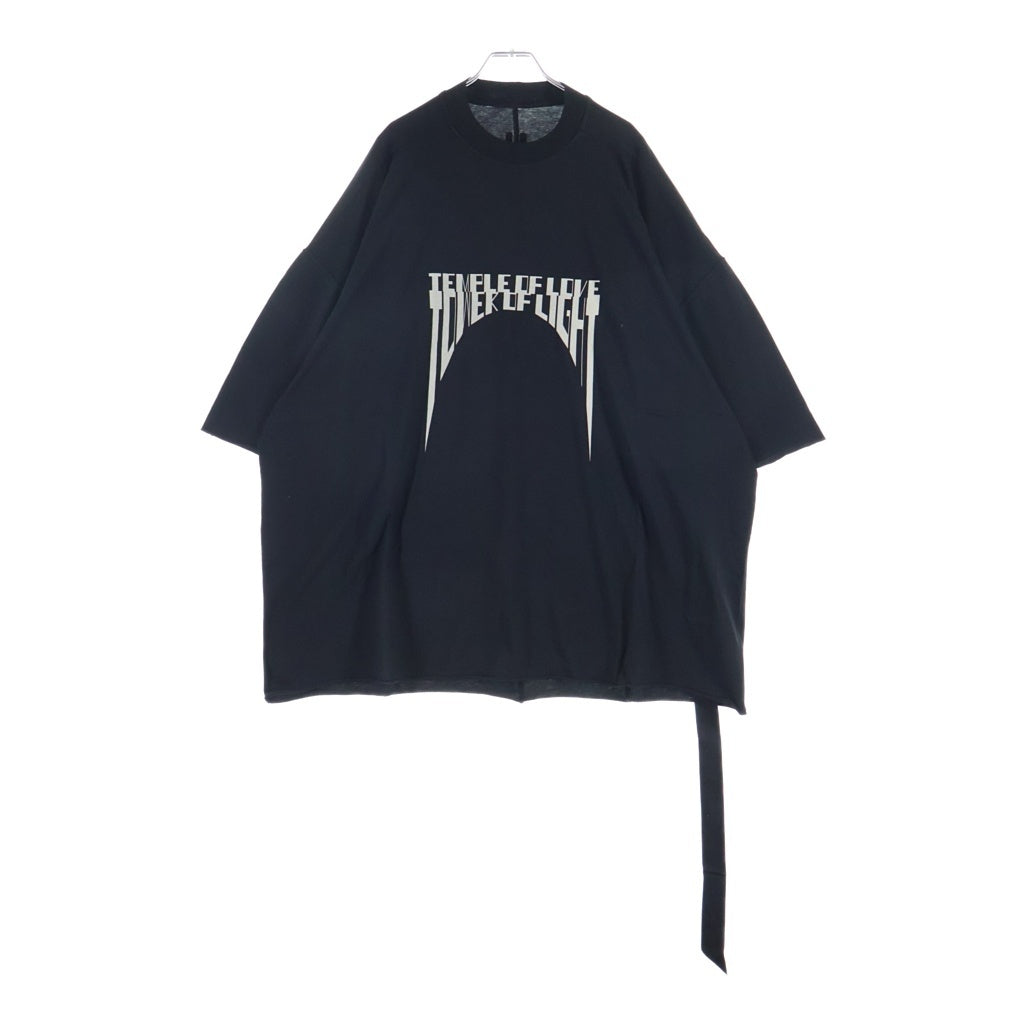Rick Owens DRKSHDW(リックオウエンス ダークシャドウ) 26AW TOMMY T トミー フロントプリント カットオフ クルーネック半袖Tシャツ カットソー ブラック DU02F6259-RNEP5