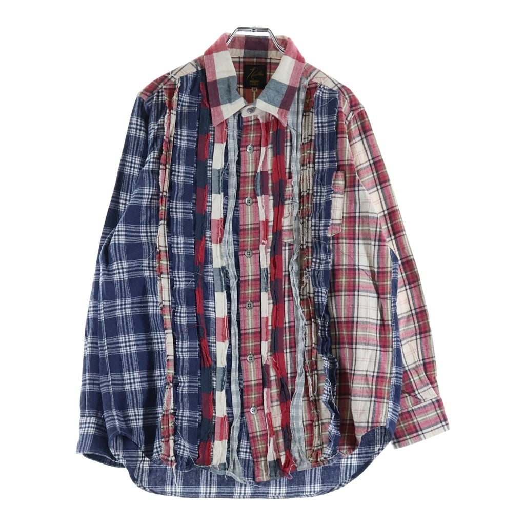 Needles(ニードルス) ×KITH Ribbon Cuts Flannel Shirt キス リボンカット ドッキング 長袖フランネルチェックシャツ レッド/ネイビー LQ350