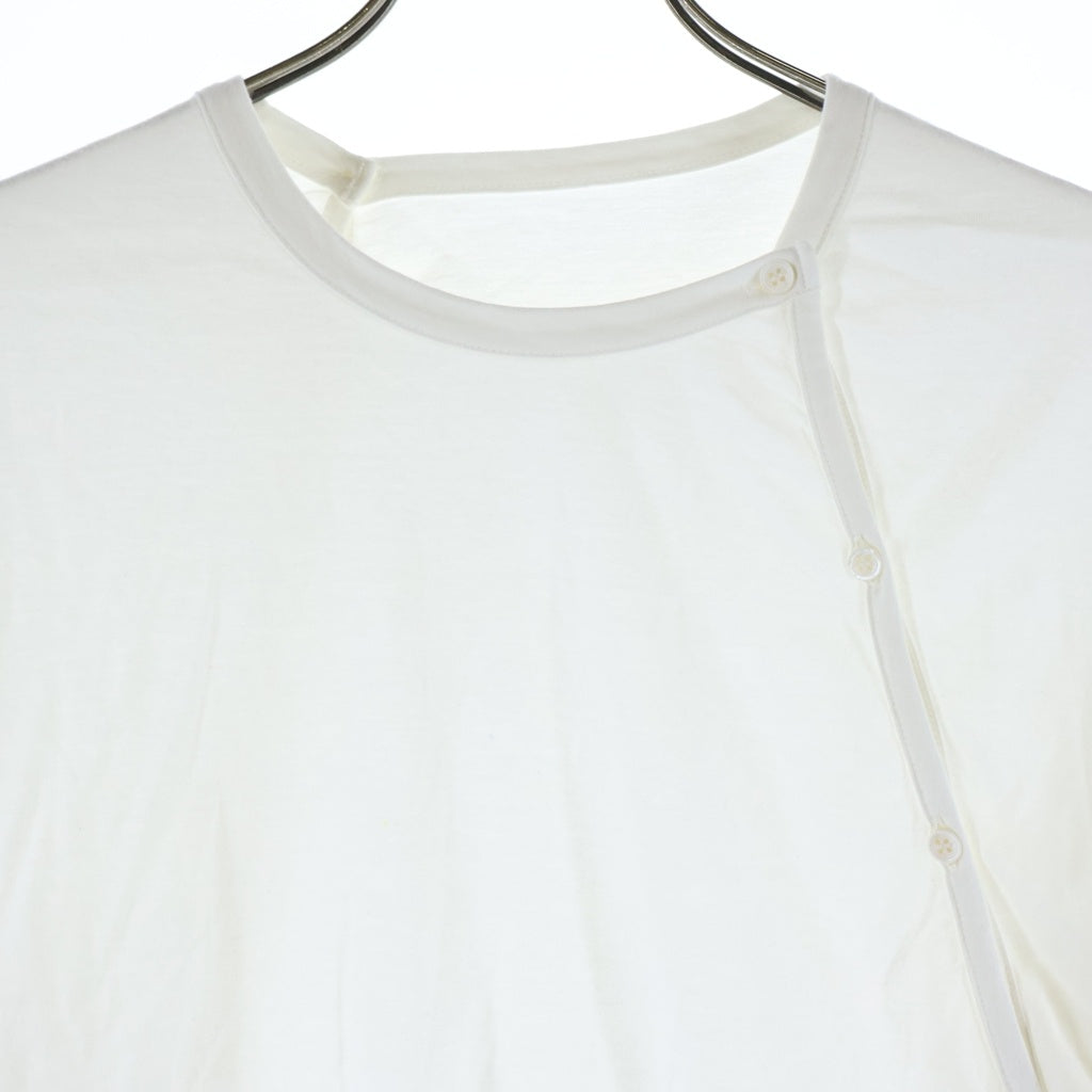 Ground Y(グラウンドワイ) 19SS 30/- COTTON JERSE Y FRONT BACK BINDER T-SHIRT クルーネック長袖Tシャツ ボタンデザインロングスリーブカットソー ホワイト GJ-T05-040