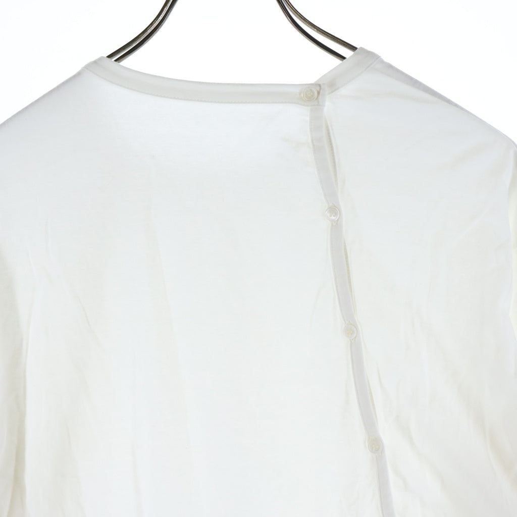 Ground Y(グラウンドワイ) 19SS 30/- COTTON JERSE Y FRONT BACK BINDER T-SHIRT クルーネック長袖Tシャツ ボタンデザインロングスリーブカットソー ホワイト GJ-T05-040