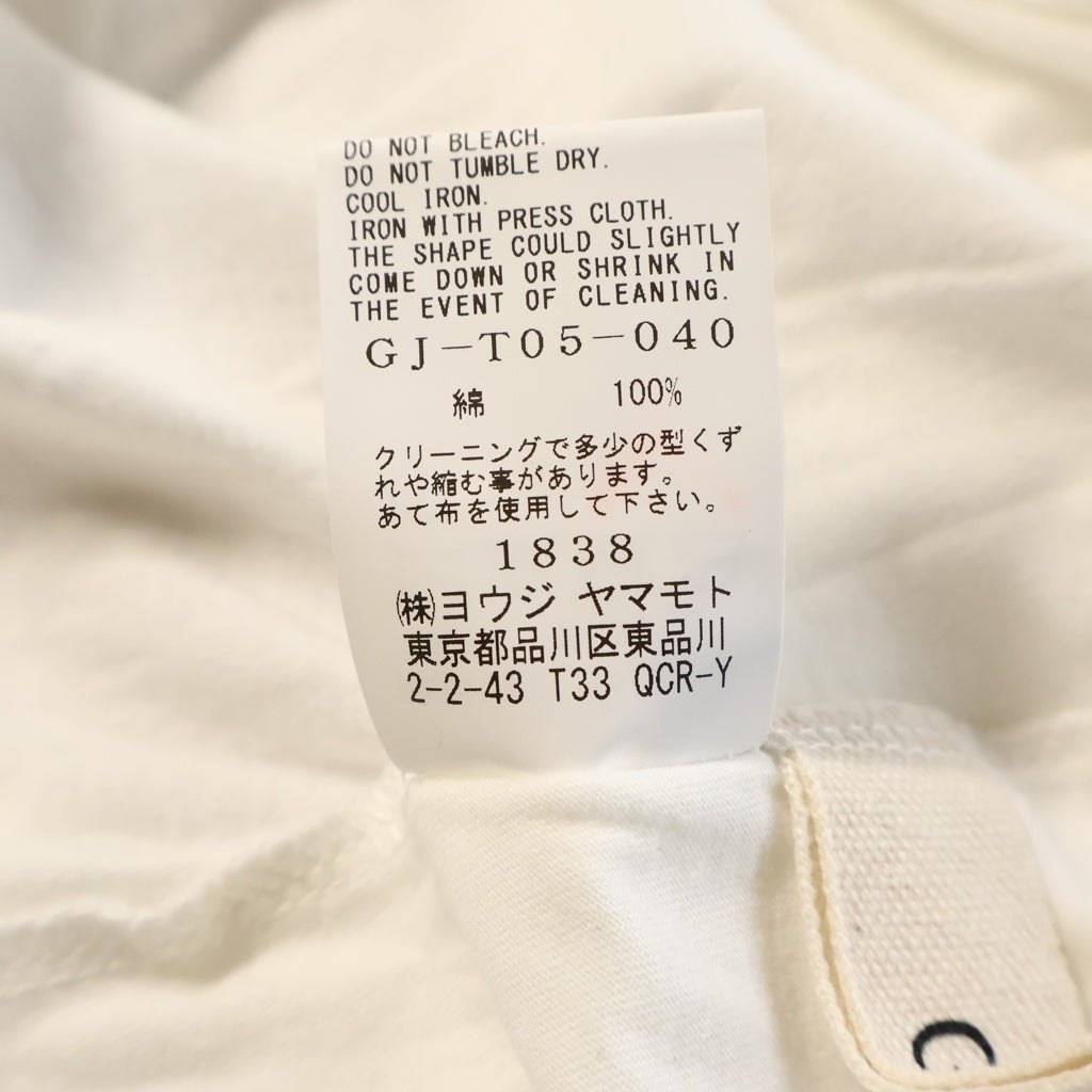 Ground Y(グラウンドワイ) 19SS 30/- COTTON JERSE Y FRONT BACK BINDER T-SHIRT クルーネック長袖Tシャツ ボタンデザインロングスリーブカットソー ホワイト GJ-T05-040