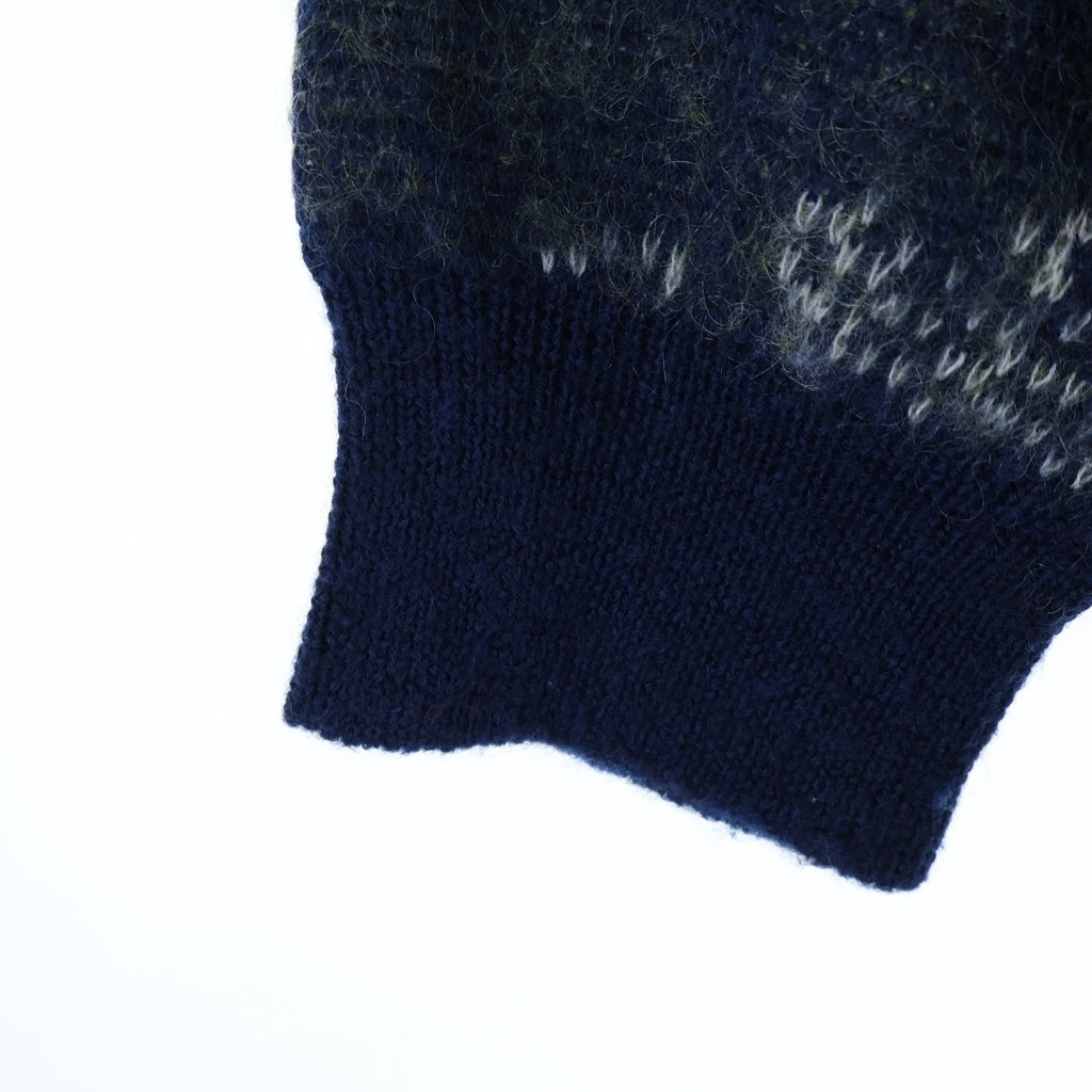 NO BRAND(ノーブランド) MIOSMOKEY ミオスモーキー 22AW JQ KNIT CARDIGAN ジャガードニット 総柄 カーディガン ネイビー 222KN001