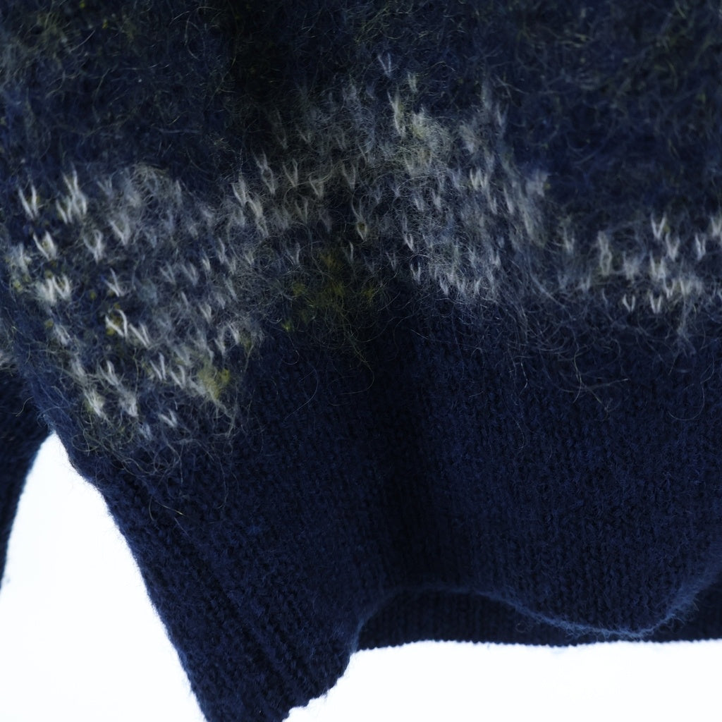 NO BRAND(ノーブランド) MIOSMOKEY ミオスモーキー 22AW JQ KNIT CARDIGAN ジャガードニット 総柄 カーディガン ネイビー 222KN001