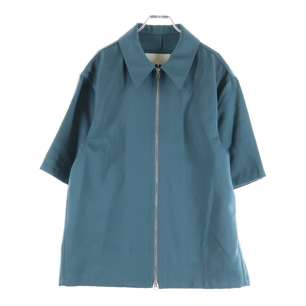 JIL SANDER(ジルサンダー) 23SS Short-Sleeve Overshirt ジップアップ 半袖オーバーシャツ グリーン J22BN0116