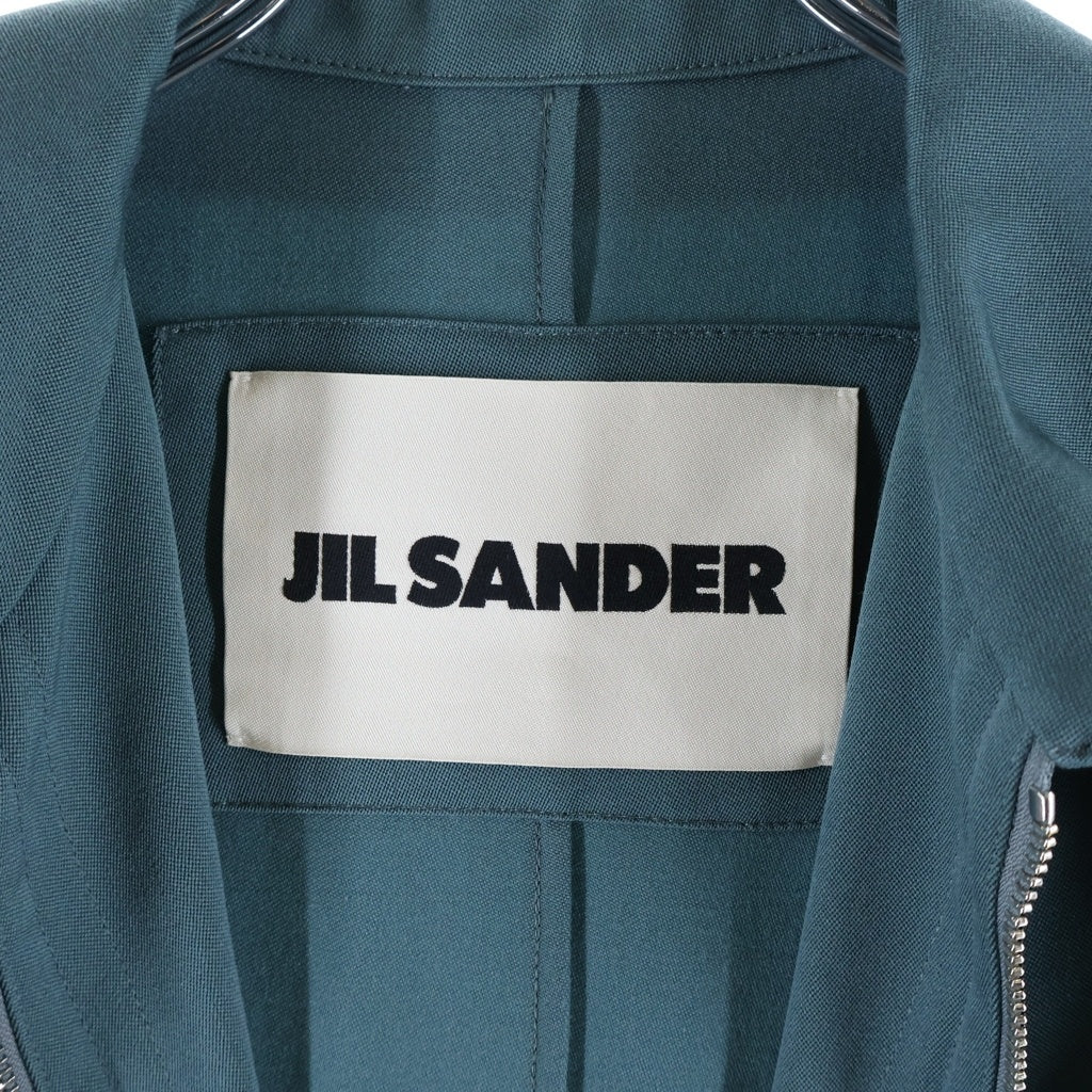 JIL SANDER(ジルサンダー) 23SS Short-Sleeve Overshirt ジップアップ 半袖オーバーシャツ グリーン J22BN0116