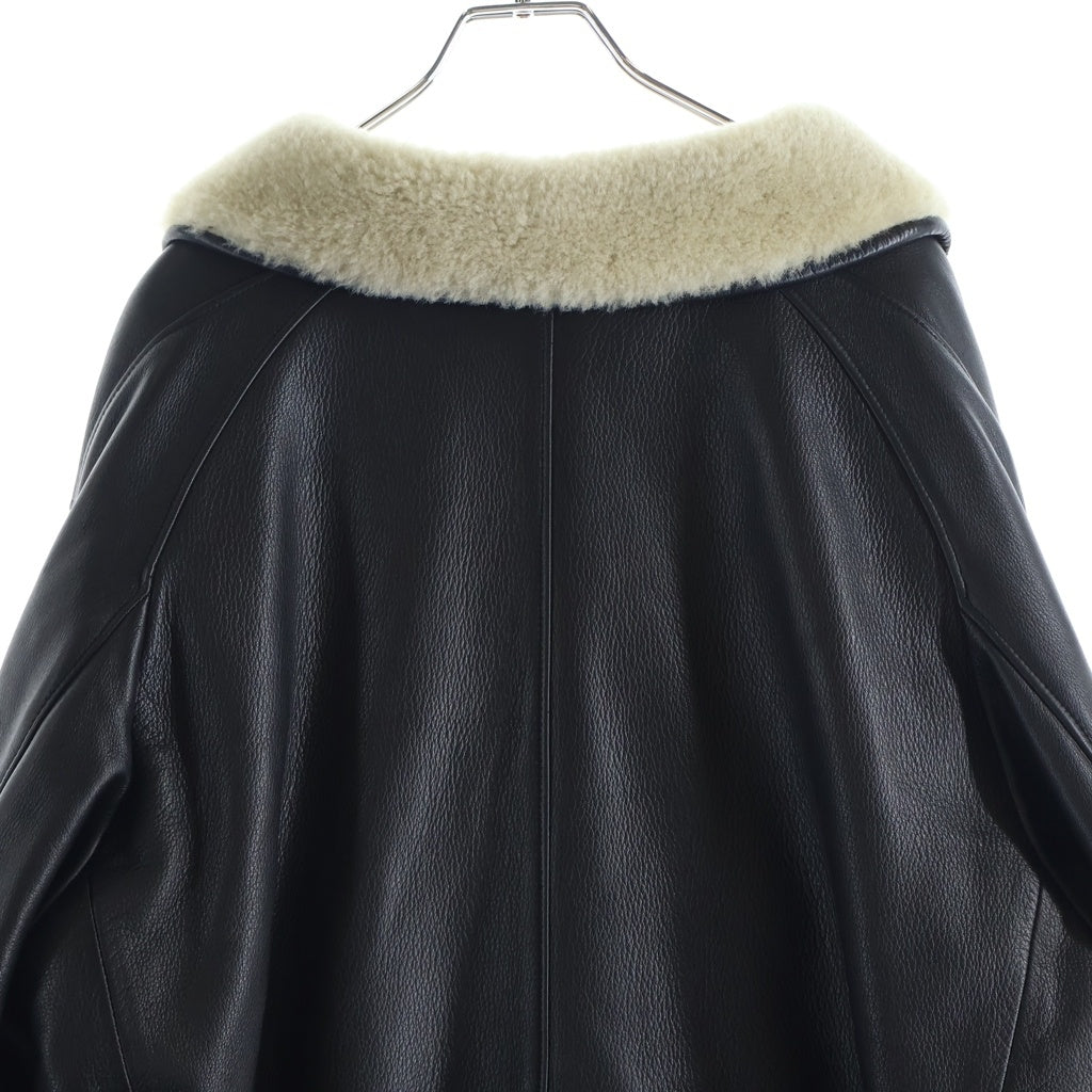 OLD JOE(オールドジョー) ×STEVEN ALAN スティーブンアラン ギャザーリグウエスト レザー ムートンコート ジャケット ブラック