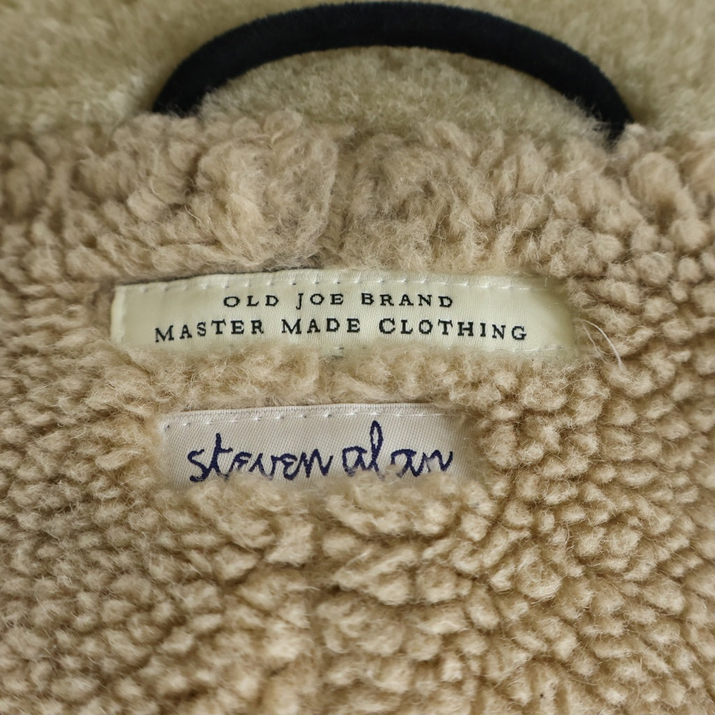 OLD JOE(オールドジョー) ×STEVEN ALAN スティーブンアラン ギャザーリグウエスト レザー ムートンコート ジャケット ブラック