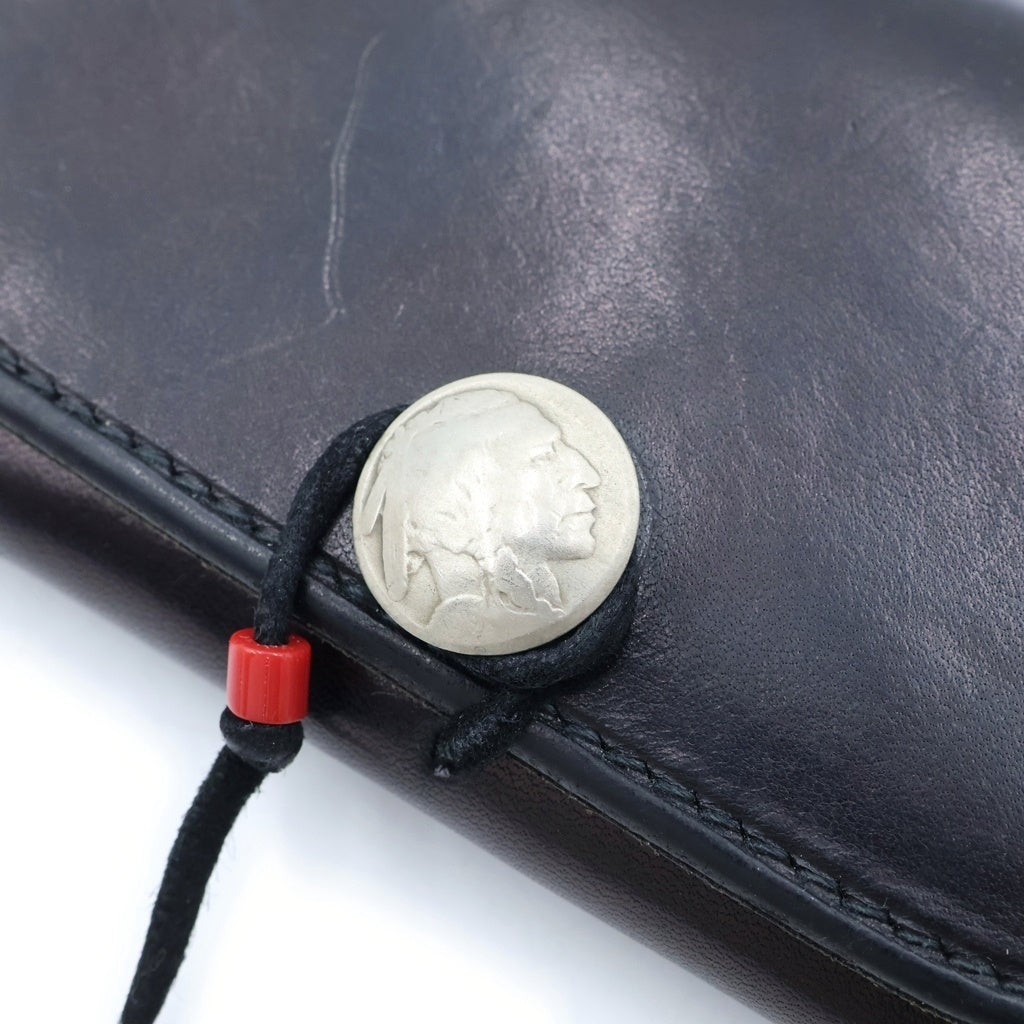 goro's(ゴローズ) 5セントコンチョ レザー中財布 ウォレット シルバー/ブラック
