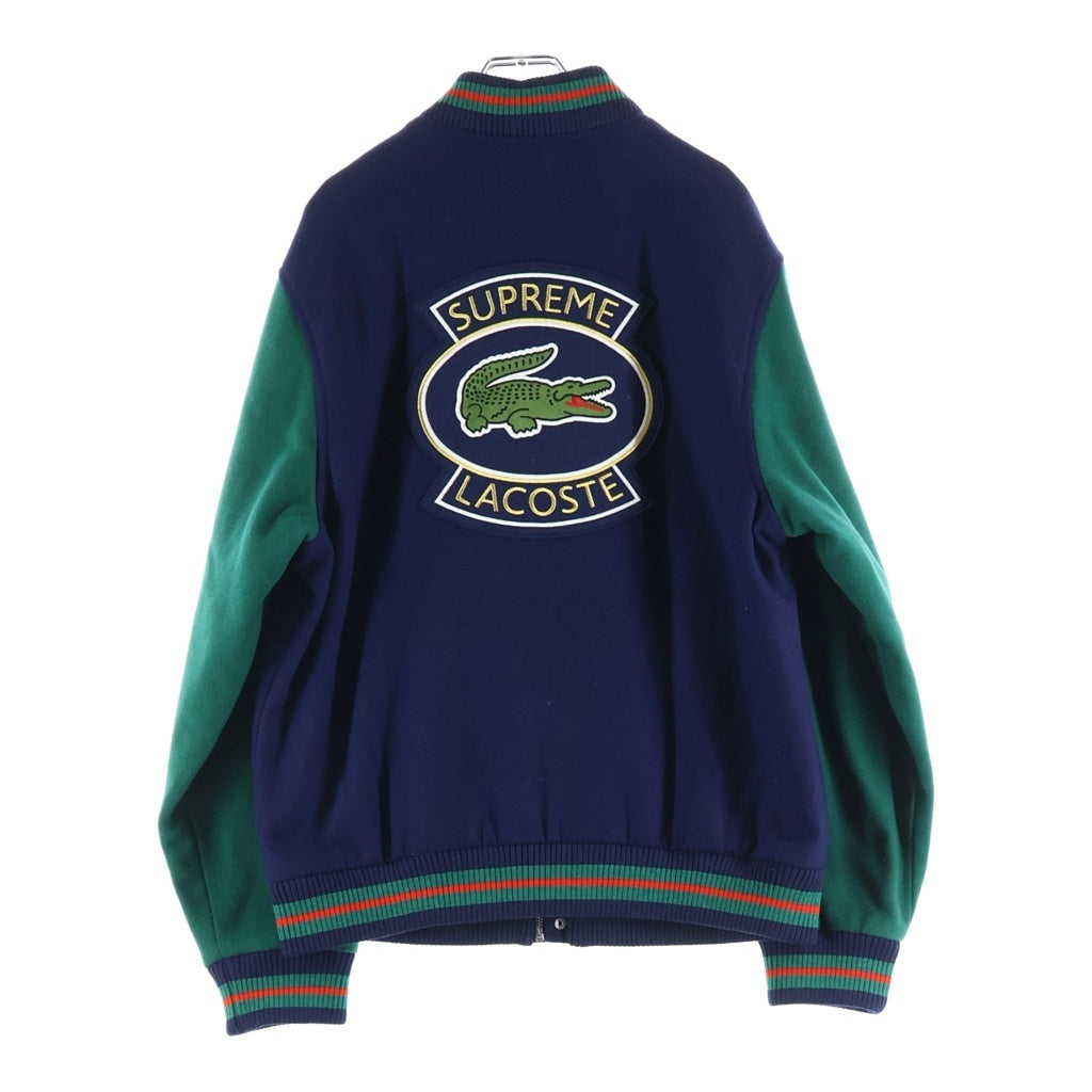 SUPREME(シュプリーム) 18SS ×LACOSTE Wool Varsity Jacket ラコステ バックロゴワッペン ウールバーシティジャケット スタジャン ネイビー/グリーン