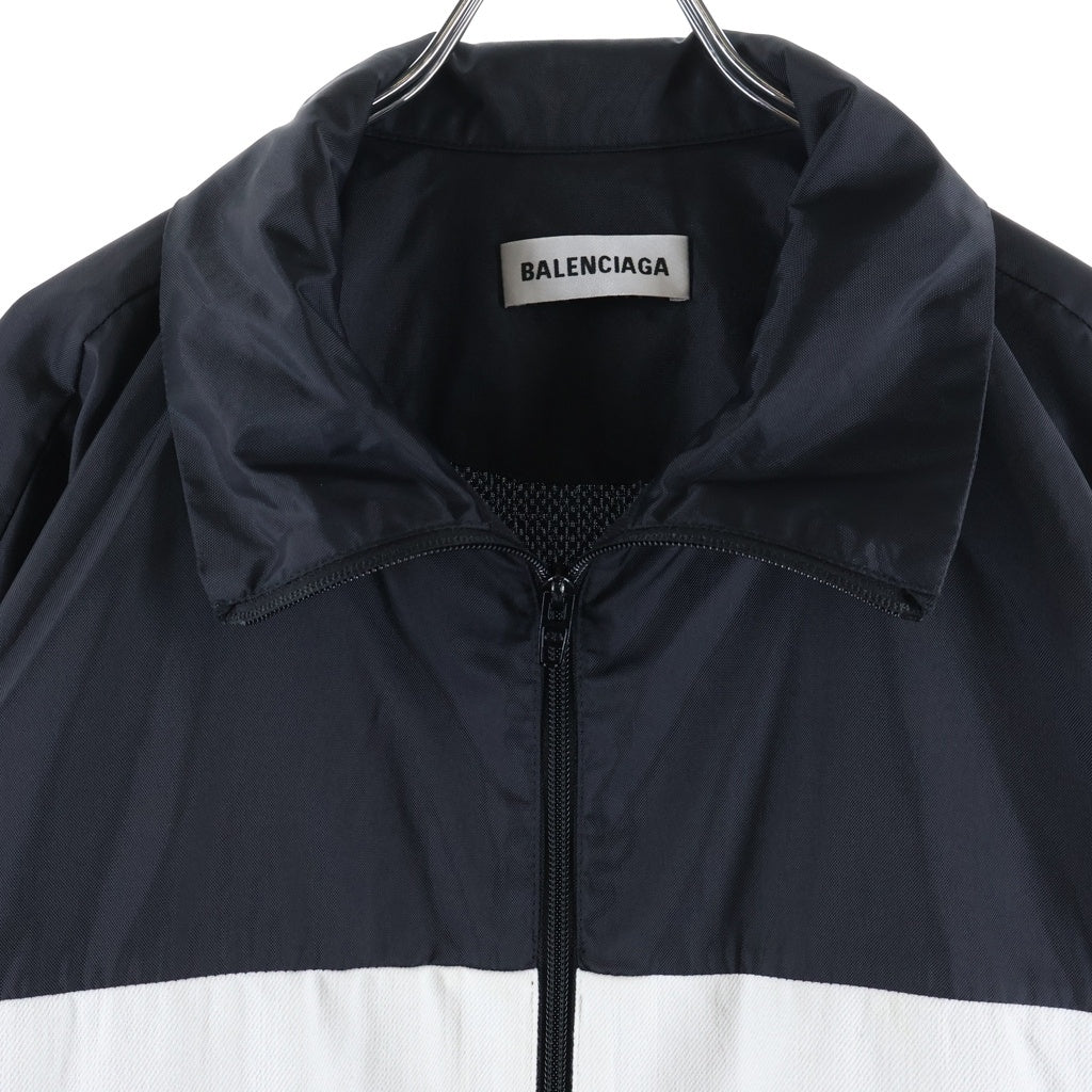 BALENCIAGA(バレンシアガ) 18AW Nylon Logo Denim Jacket ロゴプリント デニム ナイロン ドッキングジャケット ブラック 529213 TBQ03