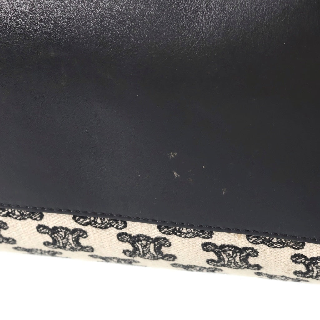 CELINE(セリーヌ) トリオンフ エンブロイダリー ホリゾンタルカバ トートバッグ ゴールド金具 ホワイト/ブラック 194342CS8 レディース