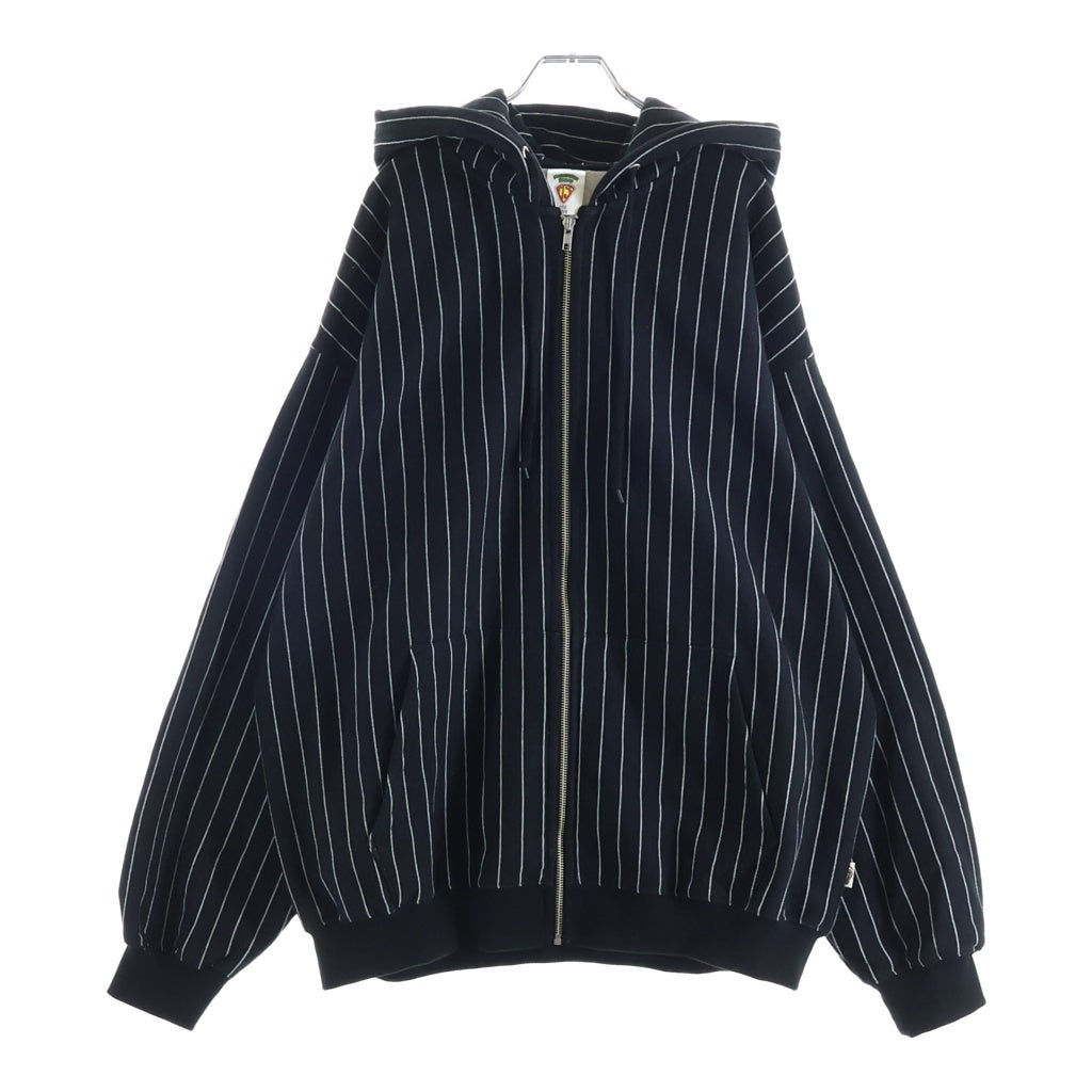 NO BRAND(ノーブランド) TRIBE WEAR トライブウェア ×MASTERPIECE SOUND MP BASIC HOODIE マスターピースサウンド ストライプ ベーシックジップアップフーディー パーカー ブラック