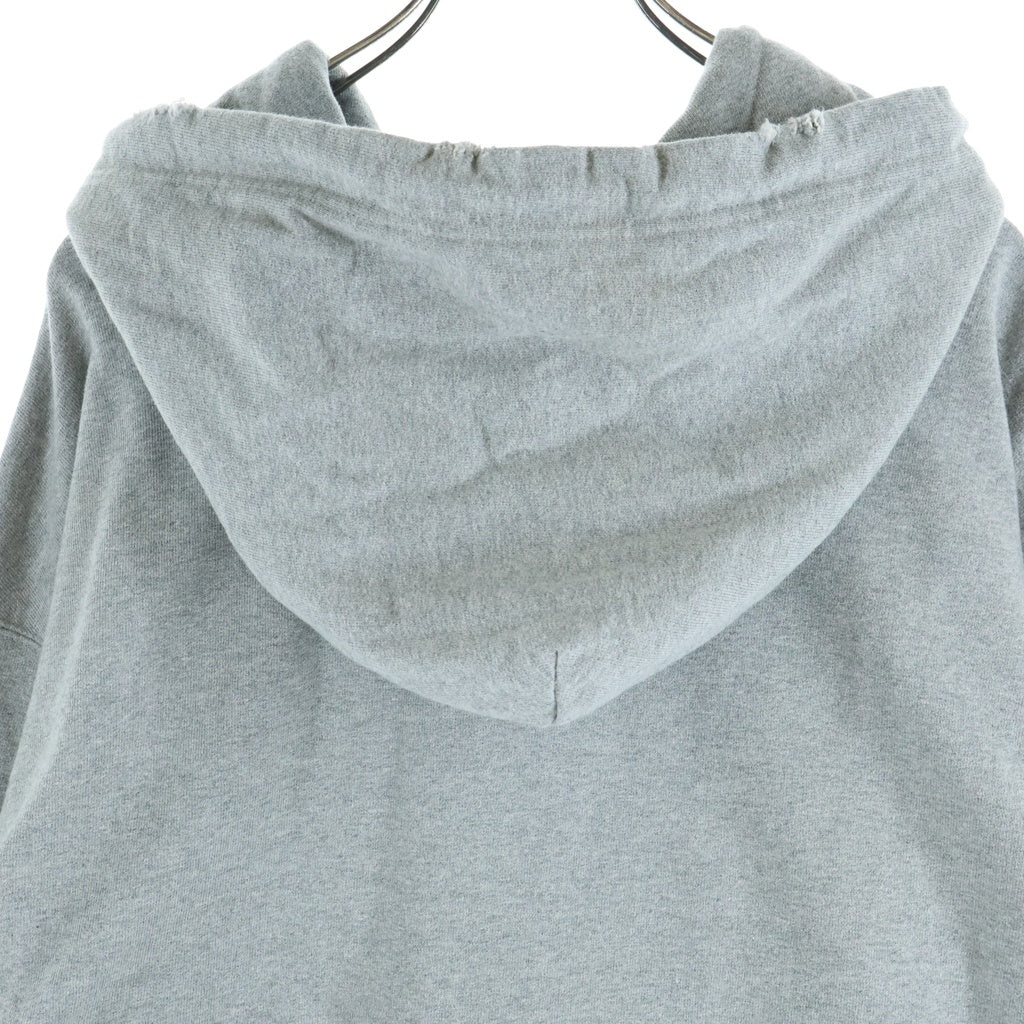 MAISON MIHARAYASUHIRO(メゾンミハラヤスヒロ) 23AW DISTRESSED HOODIE フロントスマイルプリント ダメージ加工 プルオーバースウェットパーカー フーディー グレー J11HD512