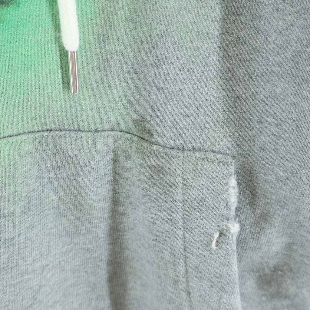 MAISON MIHARAYASUHIRO(メゾンミハラヤスヒロ) 23AW DISTRESSED HOODIE フロントスマイルプリント ダメージ加工 プルオーバースウェットパーカー フーディー グレー J11HD512