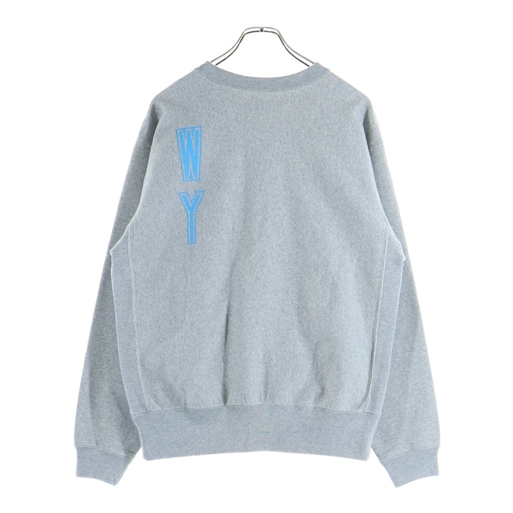 WASTED YOUTH(ウェイステッドユース) HEAVY WEIGHT SWEATSHIRT #1 両面ロゴイニシャルプリント クルーネックスウェットトレーナー グレー WY28CS004