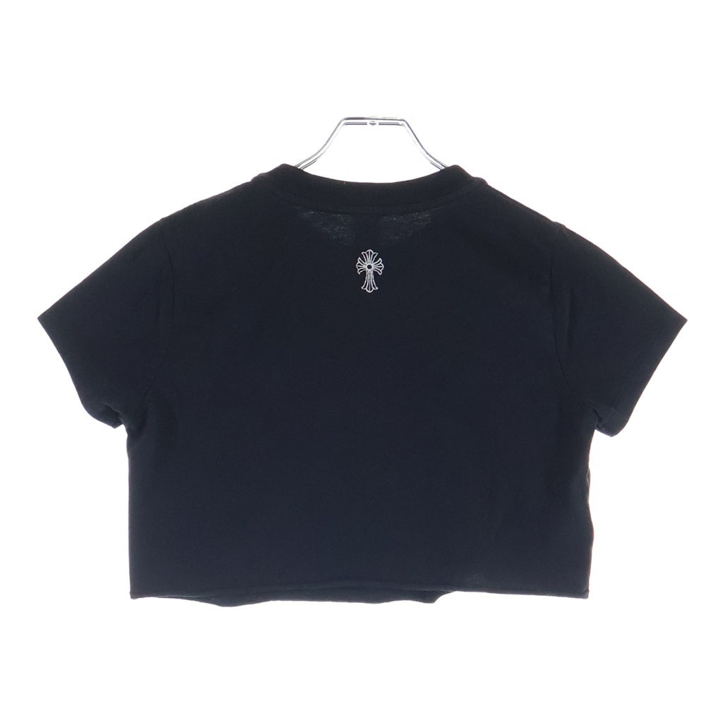 CHROME HEARTS(クロムハーツ) Y NOT ロゴエンブロイダリー クロップド カットオフ クルーネック半袖Tシャツ カットソー レディース ブラック