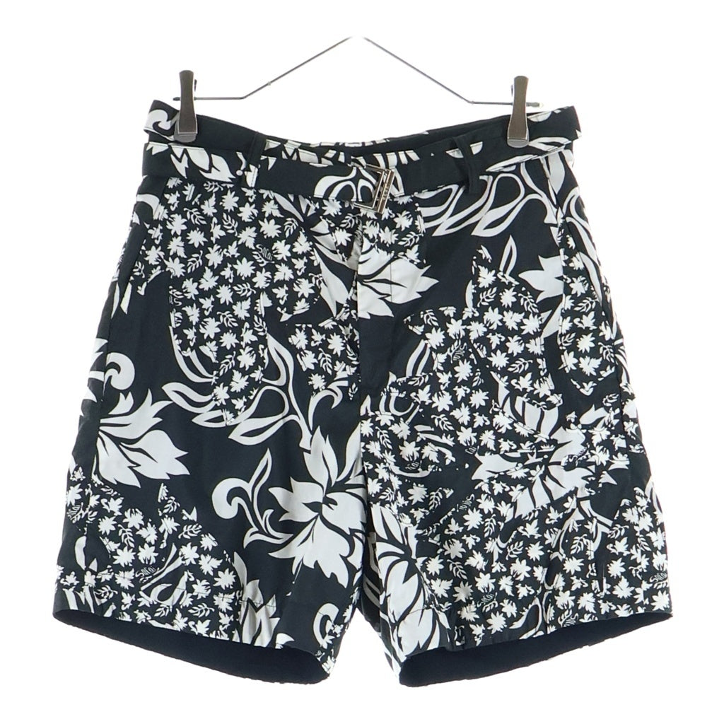 Sacai(サカイ) 24SS FLORAL EMBROIDERED PATCH SHORTS フローラル パッチ ショートパンツ ショーツ ブラック/ホワイト 24-03288M