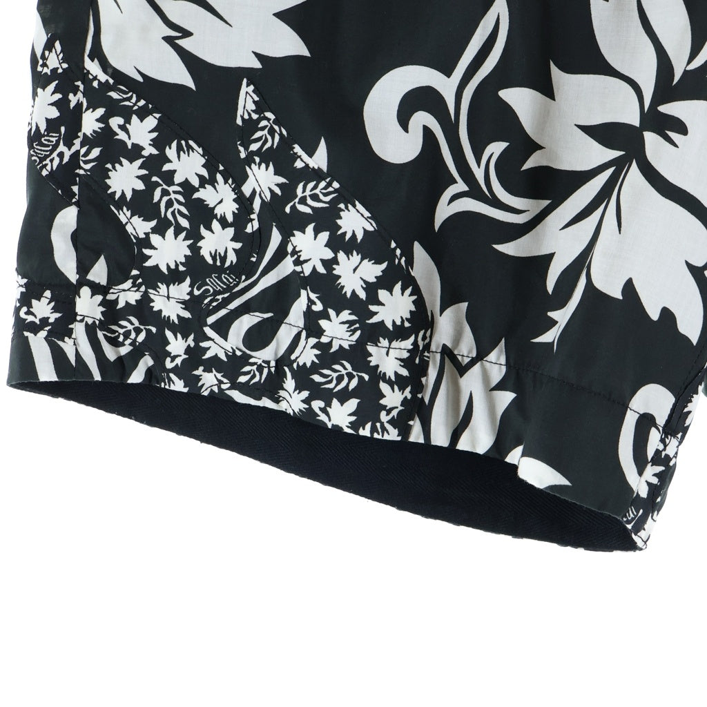Sacai(サカイ) 24SS FLORAL EMBROIDERED PATCH SHORTS フローラル パッチ ショートパンツ ショーツ ブラック/ホワイト 24-03288M
