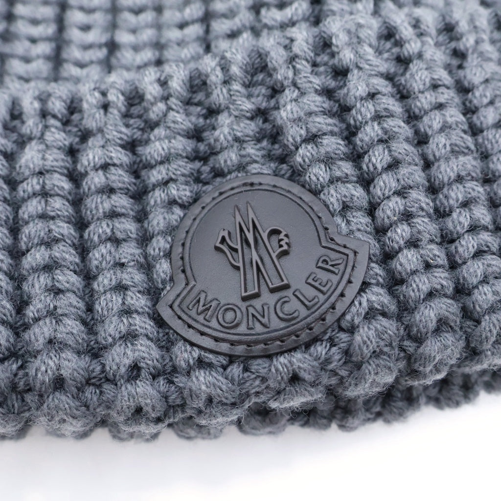 MONCLER(モンクレール) 17AW BERRETTO ロゴパッチ ウールニットキャップ ビーニー 帽子 グレー C20910023000